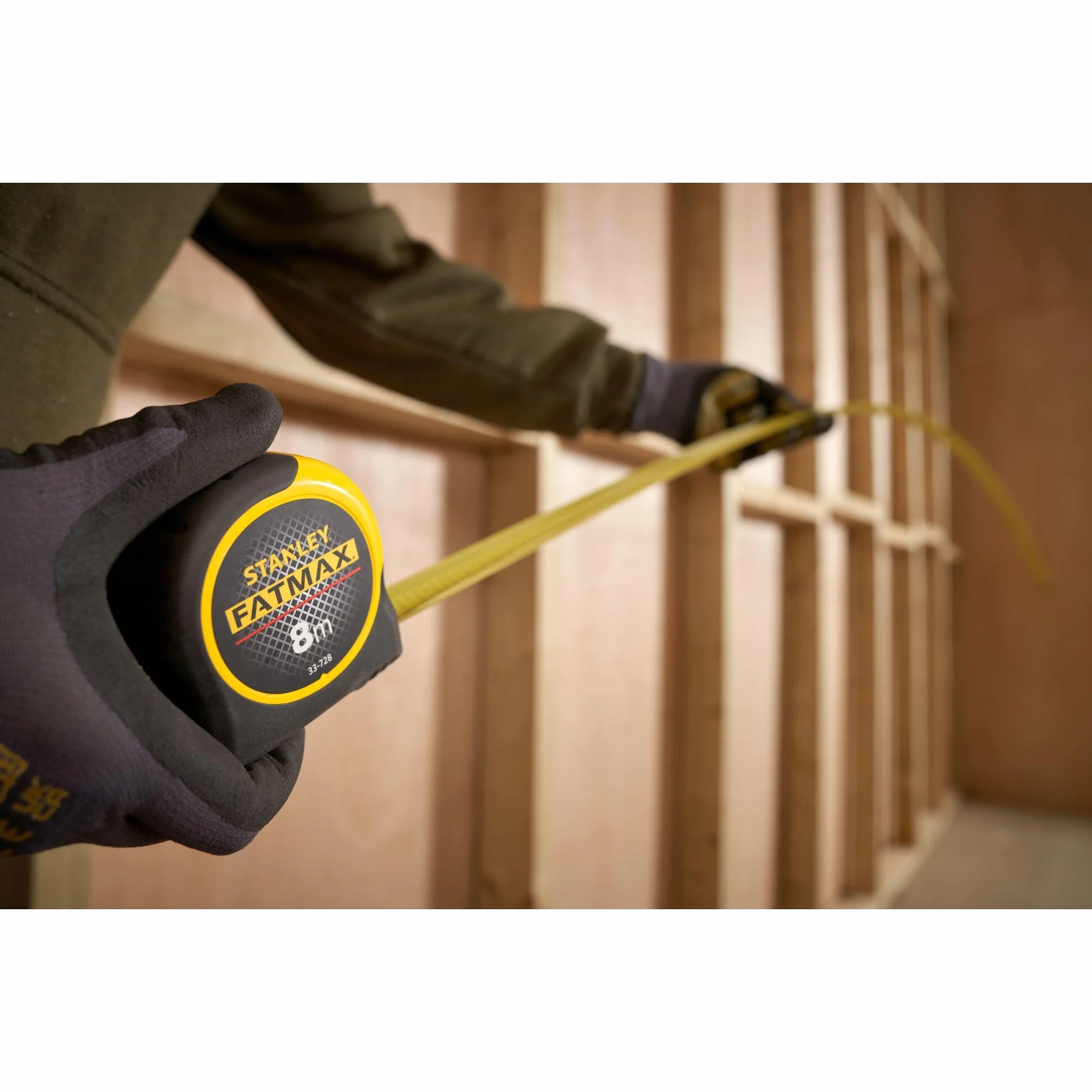 STANLEY 0-33-728 Mètre Ruban 8M - Gamme FATMAX - Revêtement Blade Armor - Ruban Ultra Épais - Plus Résistant - Revêtement Mylar Anti-Abrasion Et Anti-Corrosion