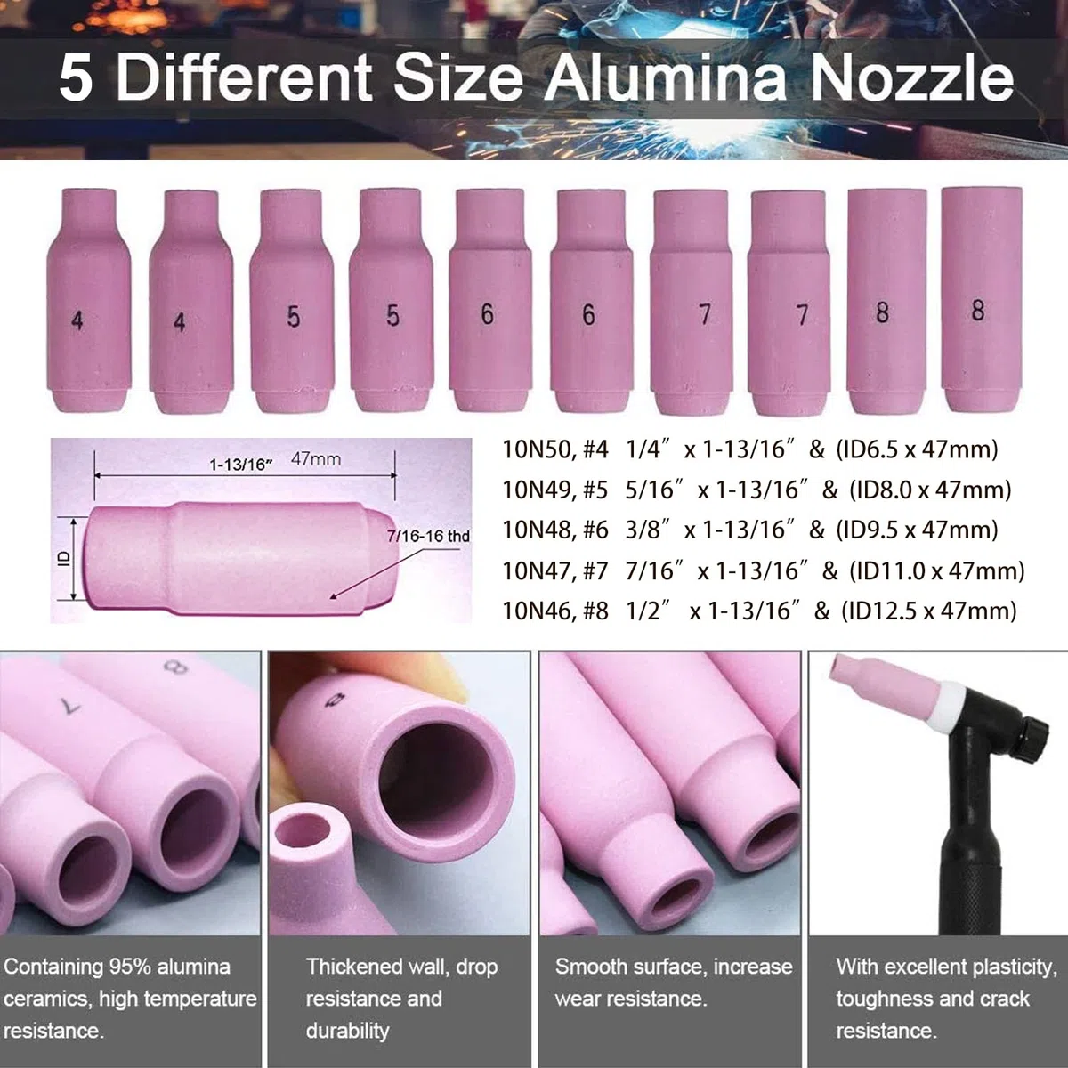 Kit Torche 26Pcs Tig Accessoire Soudage Pour Poste a Souder Buse Tig WP 17/18/26 TIG Torche Soudage,Accessoires de Soudage TIG avec Buse en céramique à Collet Corps Capuchon Arrière