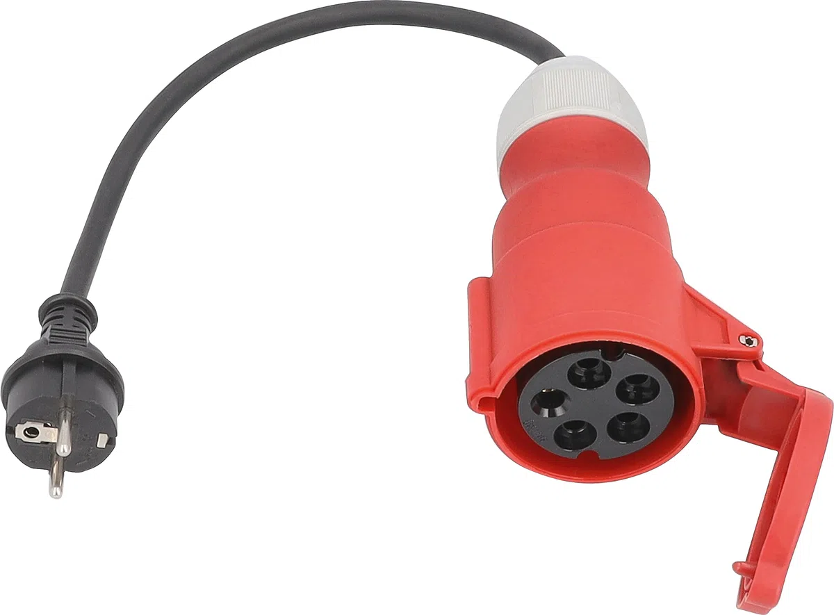 as - Schwabe Câble Adaptateur - Fiche de Contact de Protection 230 V/16 A vers raccord CEE 400 V/16 A/5 Broches - 0,3 m H07RN-F 3G2,5 - Tuyau en Caoutchouc Lourd - IP44 résistant aux éclaboussures