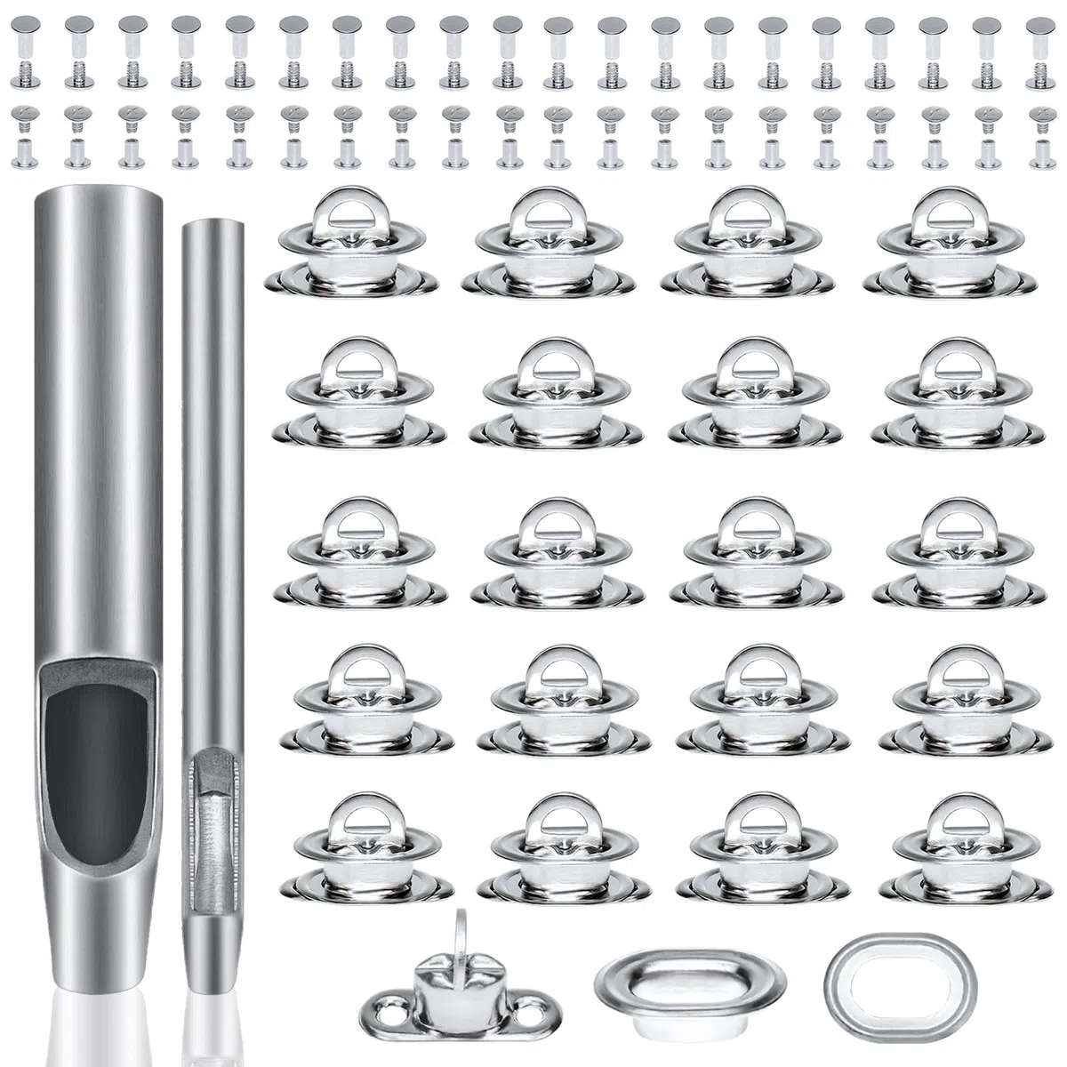 Grommets Eyelets Outils, Oeillets pour Baches, Trousse à Oeillets, œillets Ovales Twist Verrouiller en Laiton, Trousse à œillets Outils pour Bâche, Chaussures, Vêtements, Tentes