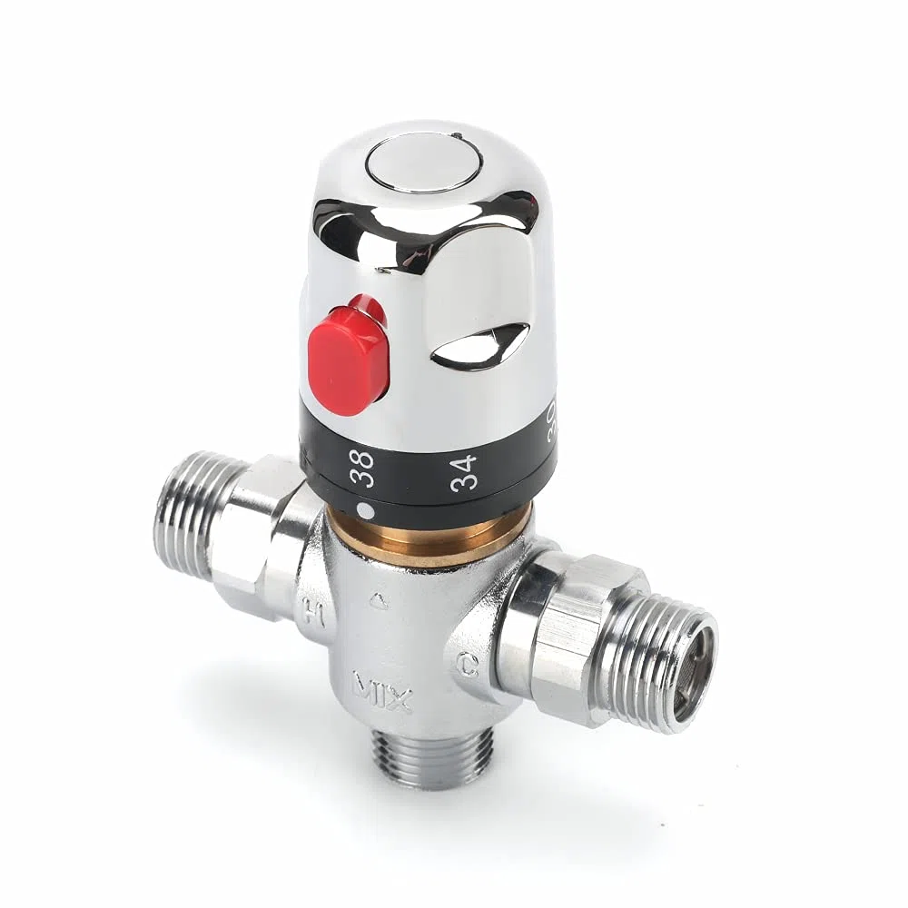 Tremax Robinet mitigeur thermostatique, robinet mélangeur d'eau chaude et d'eau froide avec connecteur G 1/2", graduation en centidrage, laiton massif