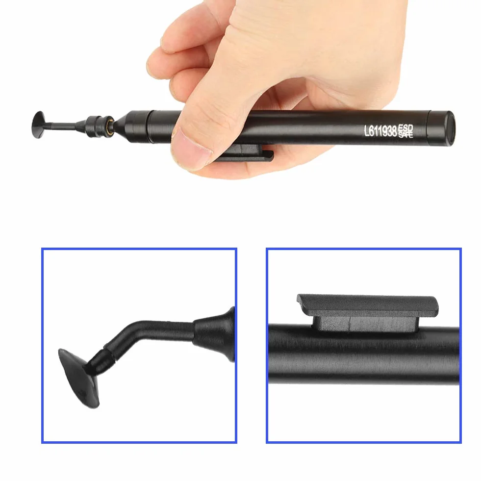 Stylo Aspirateur, L611938 Stylo Aspirateur Kit d'Outils de Ramassage avec 6 Ventouses et 2 Embouts d'Aspiration pour Placement de Composants de Précision IC SMD