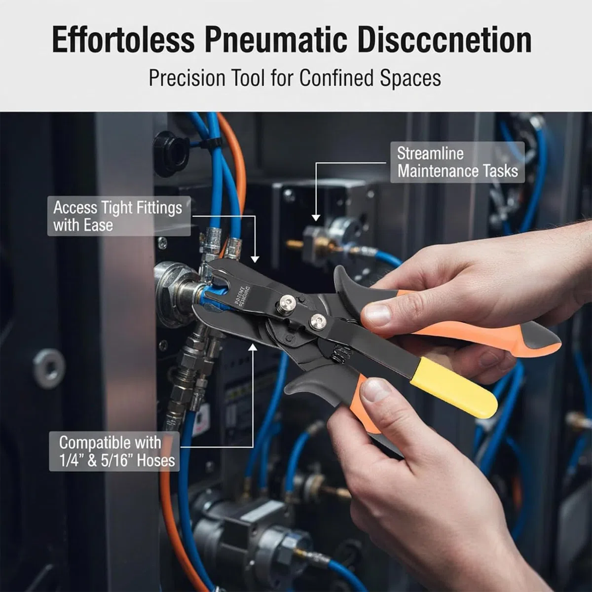 Pince à tuyau d'air – Déconnexion Push Connect, construction en acier au carbone, raccord universel, outil de réparation | Idéal pour les ateliers automobiles, les usines de tuyauterie, les