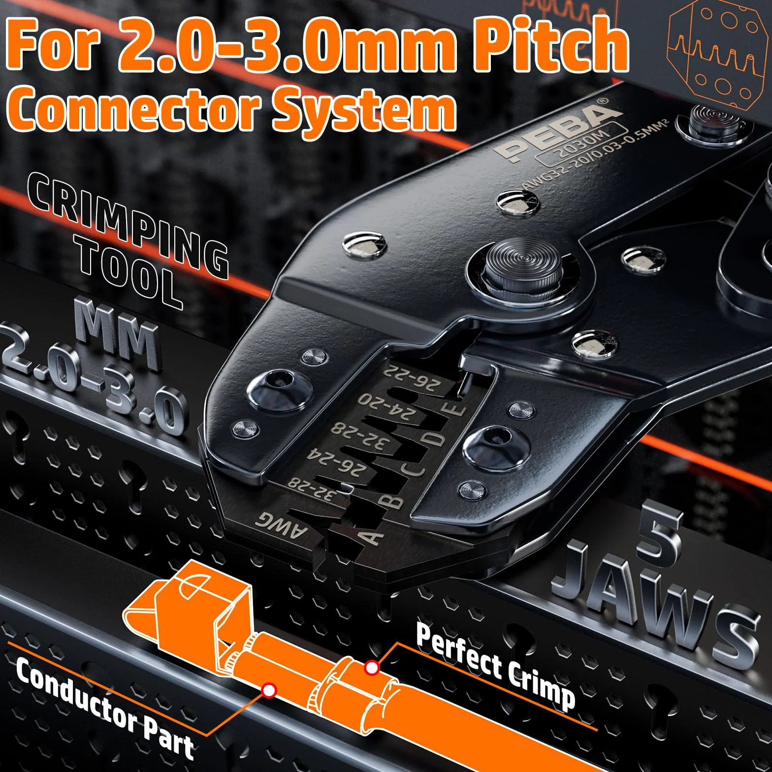 PEBA Outil à sertir JST PH 2.0, avec 21 types de connecteurs JST-PH 2/3/4/5/6/7 broches + connecteur JST-SYP, pince à sertir 0,03-0,5 mm² pour connecteurs PH, Dupont, JST, Molex, IC