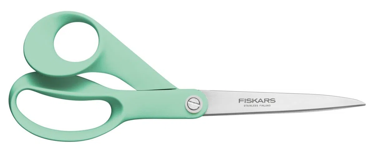 Fiskars Inspiration Ciseaux Universels de 21 cm, Fabriqués en Finlande | Lames en Acier Inoxydable Affûtées avec Précision, Manche Ergonomique, Lavables au Lave-Vaisselle, Couleur Menthe, 1084003