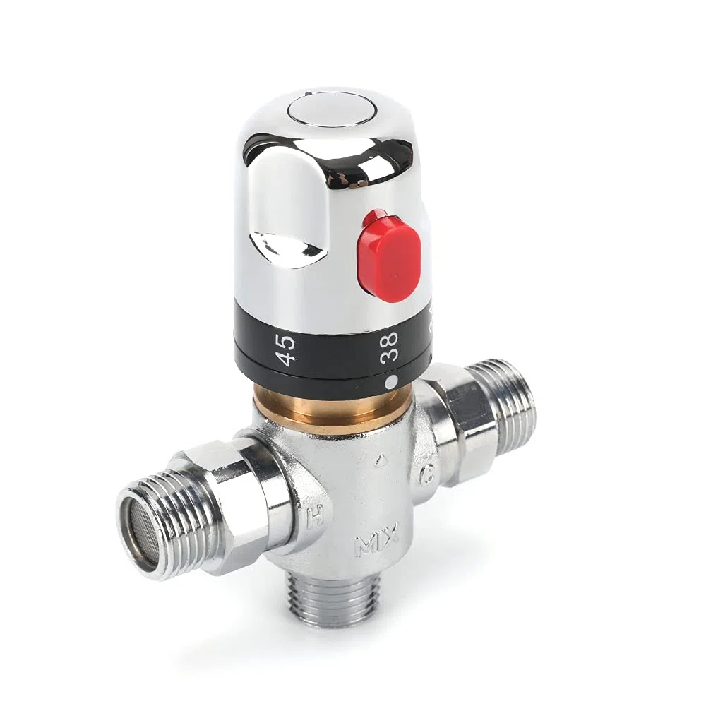 Tremax Robinet mitigeur thermostatique, robinet mélangeur d'eau chaude et d'eau froide avec connecteur G 1/2", graduation en centidrage, laiton massif