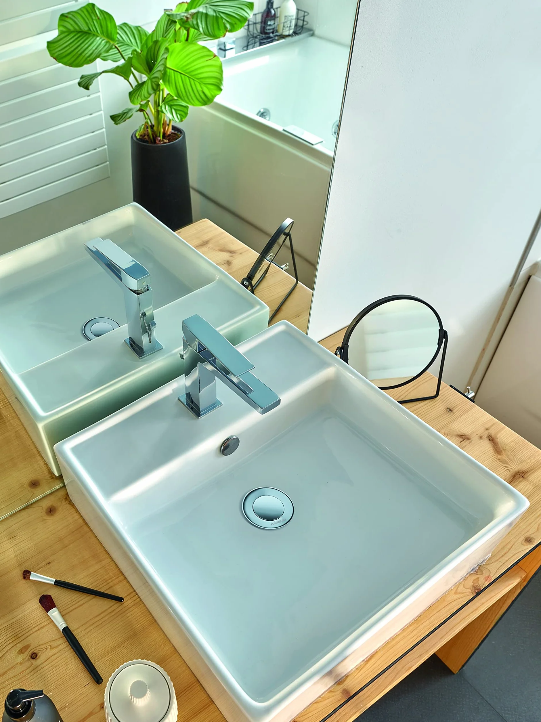 Wirquin 30723417 Bonde de lavabo laiton chromé avec système Quick-Clac avec corps de bonde