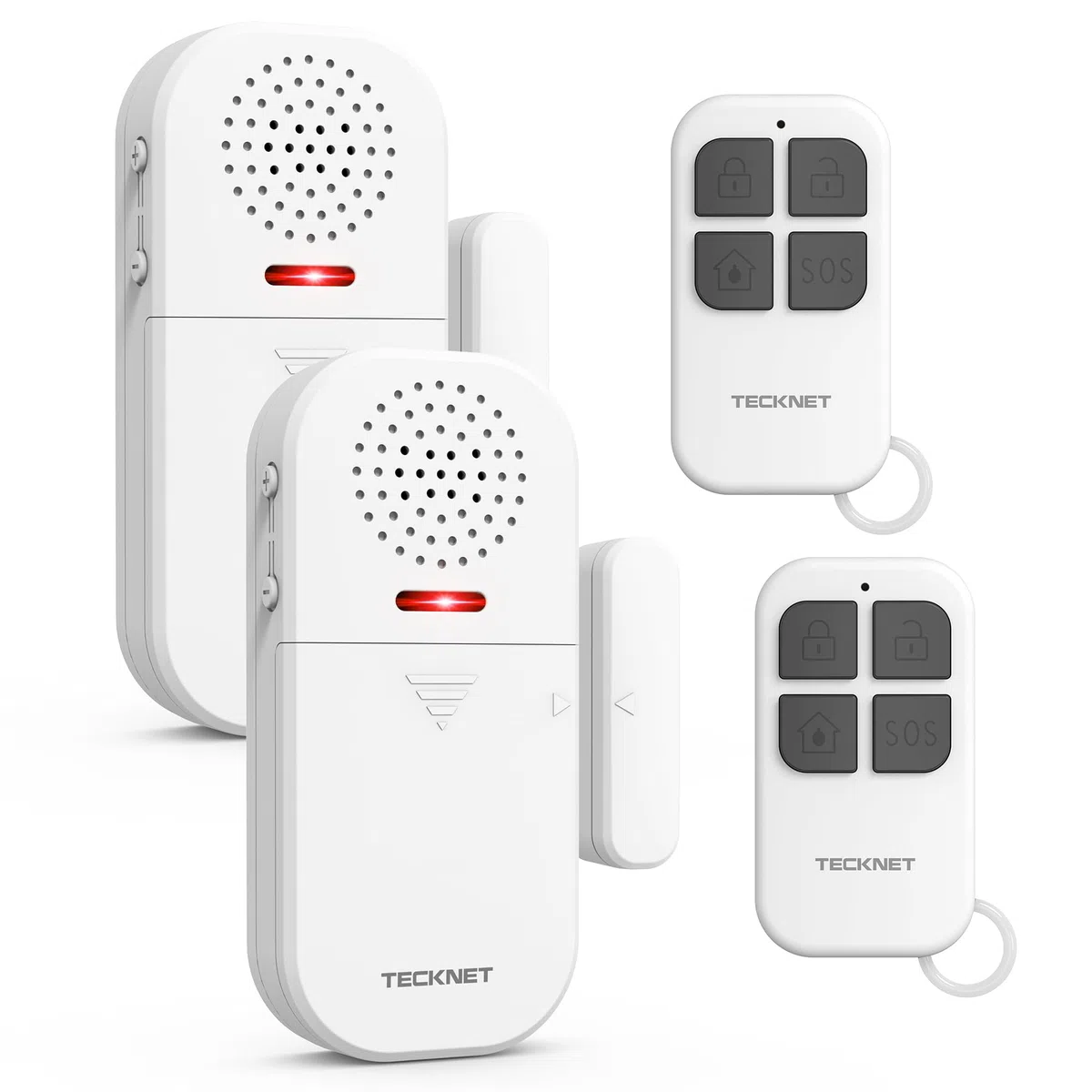 TECKNET Alarme Maison sans Fil, Alarme Porte avec Télécommande, Détecteur Ouverture Porte 4 Modes 5 Niveaux Volume, 2 en 1 Alarme et Sonnette pour Maison, Boutique, Hôtel (2PCS)