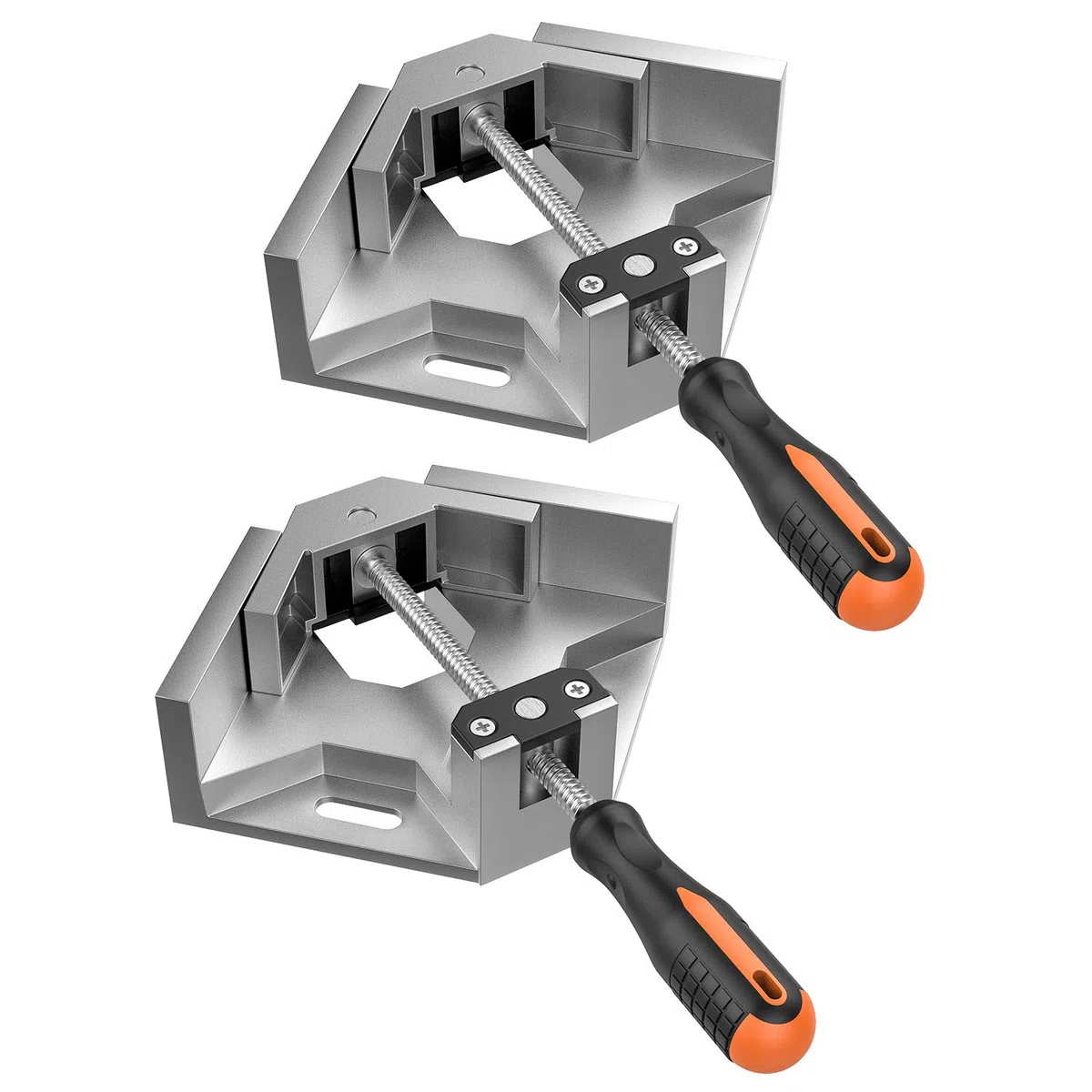 Housolution Lot de 2 pinces d'angle à angle droit en alliage d'aluminium à 90 degrés avec mâchoire pivotante réglable pour le travail du bois, cadre photo - Gris argenté