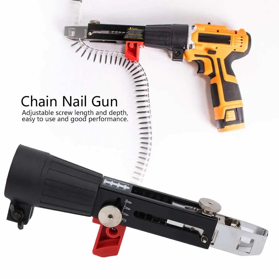 Pistolet à Clous Automatique à Chaîne, Perceuse électrique Outils de Travail du Bois Perceuse électrique Vis de Serrage de Chaîne de Fixation pour Panneau de Gypse Cloison