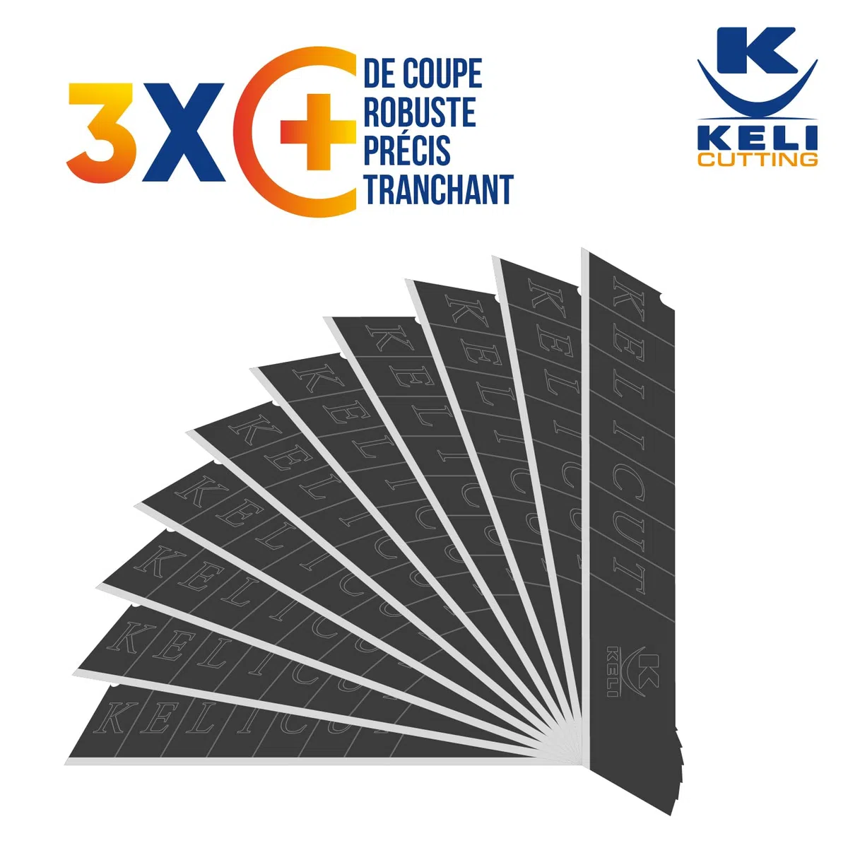 Lames sécables BLACK BLADE SK2 - Durée de vie 3 fois supérieure, Gravure Laser, étuis de 10 lames (25mm) - Lot de 3 étuis