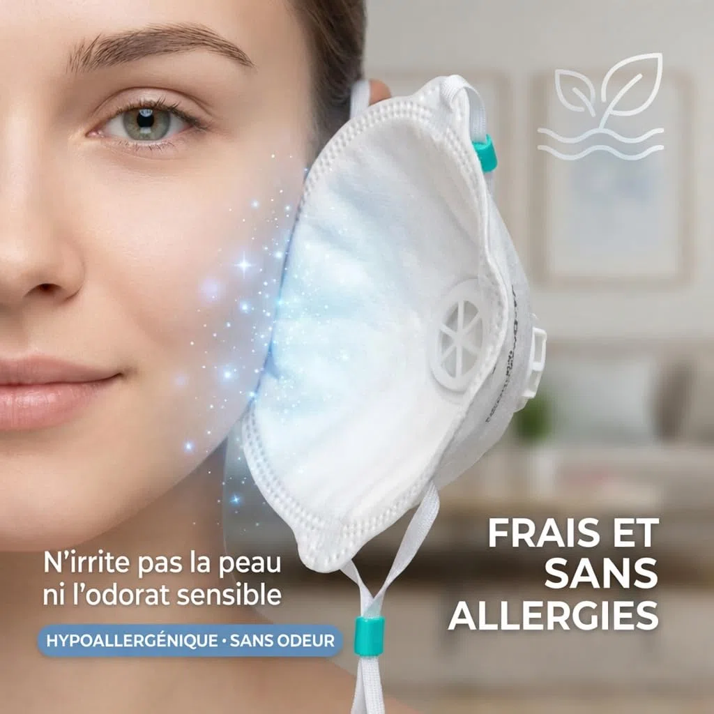 10 Masque FFP3 avec Élastiques Certifiés CE, Masque 5 Couches Avec Valve, Masques de Protection Adulte contre les Poussières et les Particules, Masques Protection Respiratoire BFE≥99, 10 Pièces