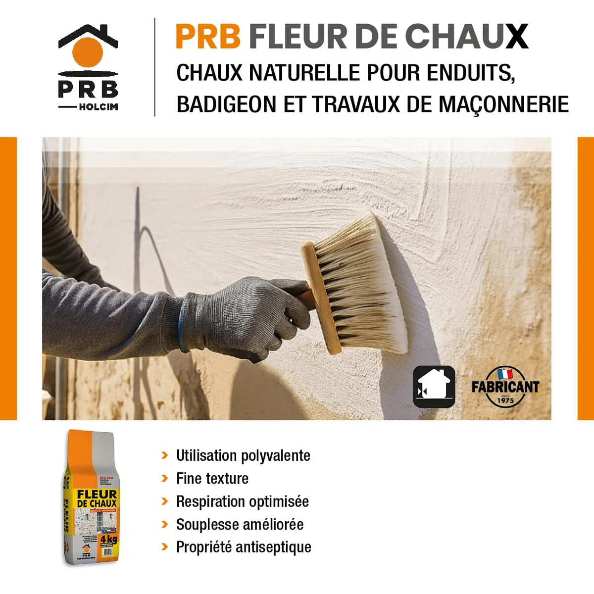 Fleur de Chaux 4kg - Chaux Naturelle pour Enduits, Peintures Minérales et Travaux de Maçonnerie - Finition Lisse, Blanche et Respirante - Intérieur et Extérieur, Haute Qualité