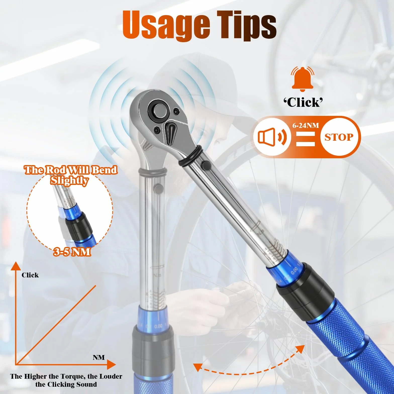Clé Dynamométrique 1/4'', 2-24Nm, Précision ±3% avec 72 Dents, Clef Dynamometrique Réversible, Clés Dynamométriques avec Barre D'extension 100mm, Kit D'entretien pour Vélo, Moto et Voiture