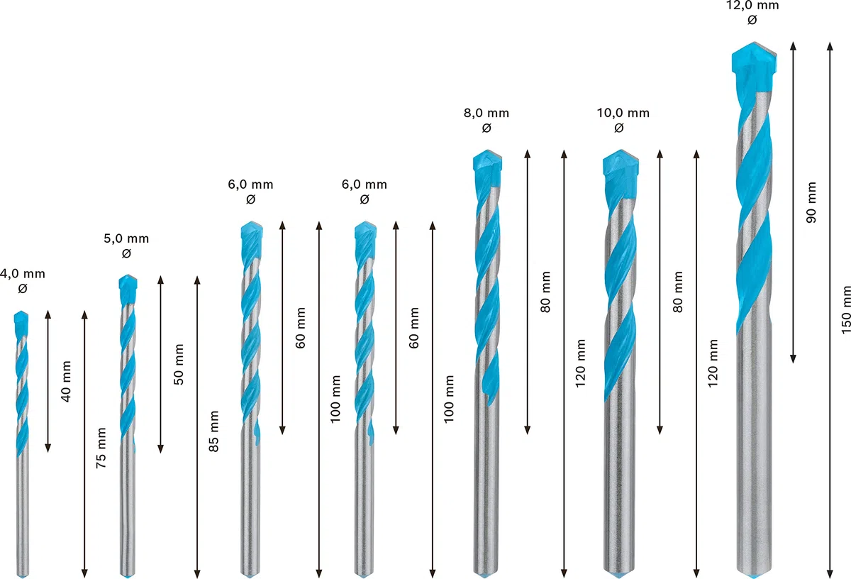 Bosch 7x Coffrets de forets EXPERT CYL-9 MultiConstruction (pour Béton, Carreaux tendres, Ø 4-12 mm, Professional Accessoire Perceuse/Visseuse à percussion, Perceuses/visseuses rotatives)