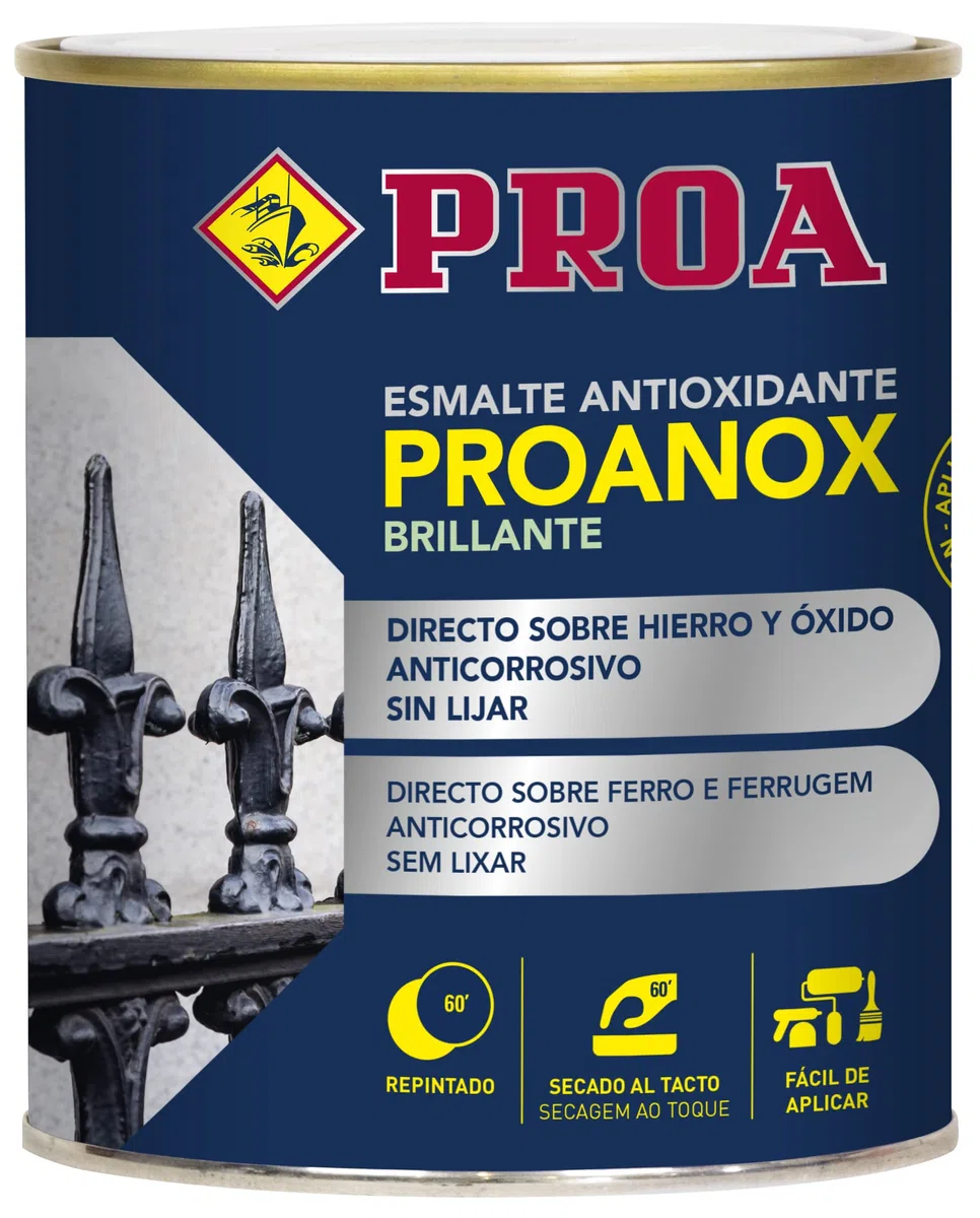 Émail antioxydant direct sur oxyde brillant Blanc 750 ml Peinture sur fer et rouille sans apprêt PROANOX.