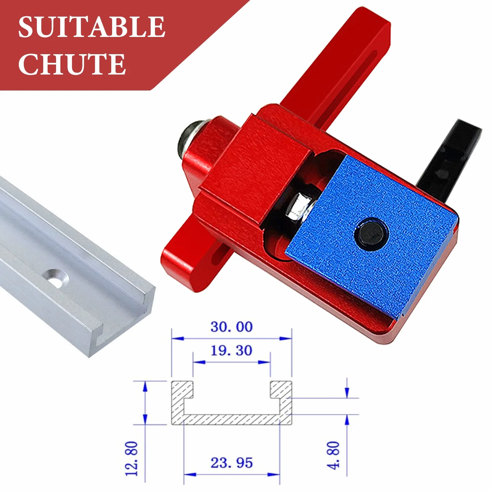 Nizirioo 2 Pièces 30 Type Mitre Track Stop, Fixation T-Slot Mitre Track Stop, Butée De Rail En T, Outil De Menuiserie Mitre Track En Alliage D'Aluminium Butée De Rail À Onglet Arrêts De Rail En T