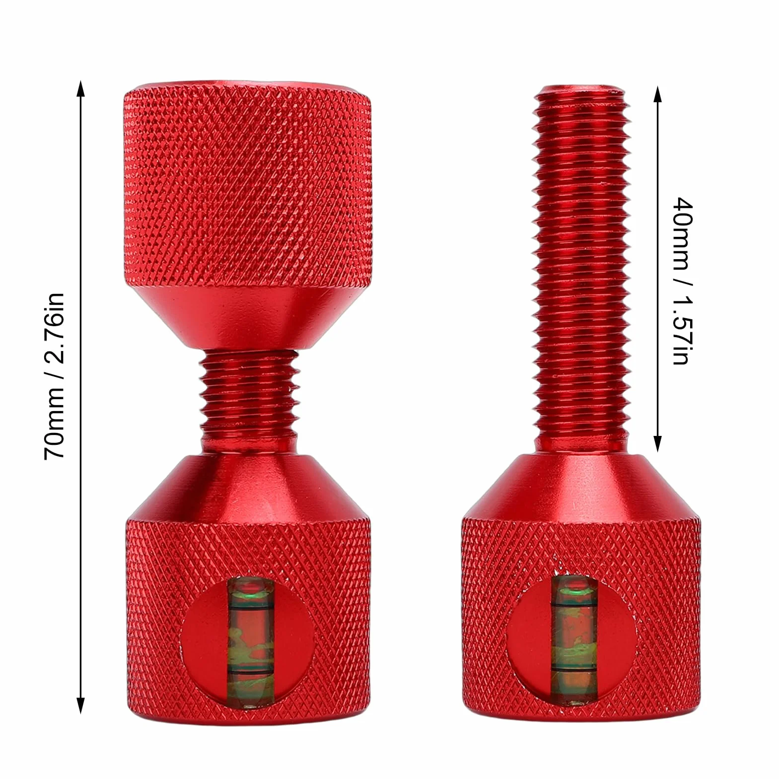Naroote 2 Pièces Broches à Deux Trous 1-1/8 Pouces en Alliage D'aluminium Goupille D'alignement de Bride à 2 Trous avec Niveau intégré Finition Rouge Oxyde anodisé Fabrication Précise