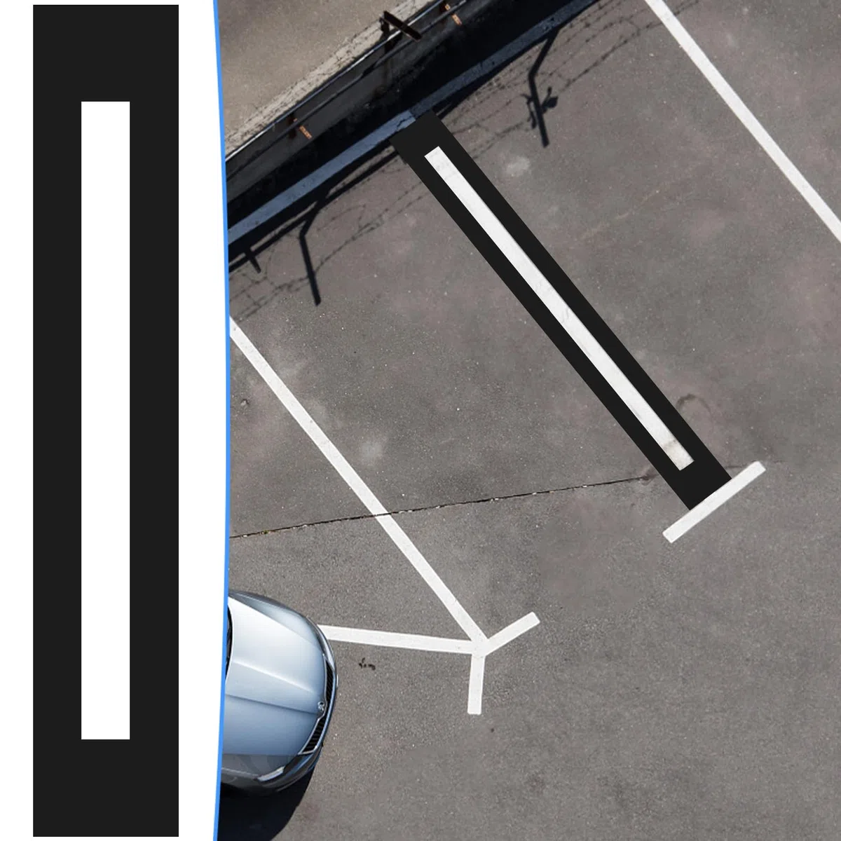 Pochoir en silicone pliable et réutilisable pour peinture de parking et lignes de trottoir, 233,7 x 10,2 cm, noir