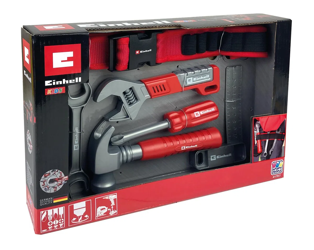 Happy People Einhell - Ceinture à outils pour enfant - 7 pièces - Avec 6 outils - Dimensions : environ 85 x 10 x 1 cm