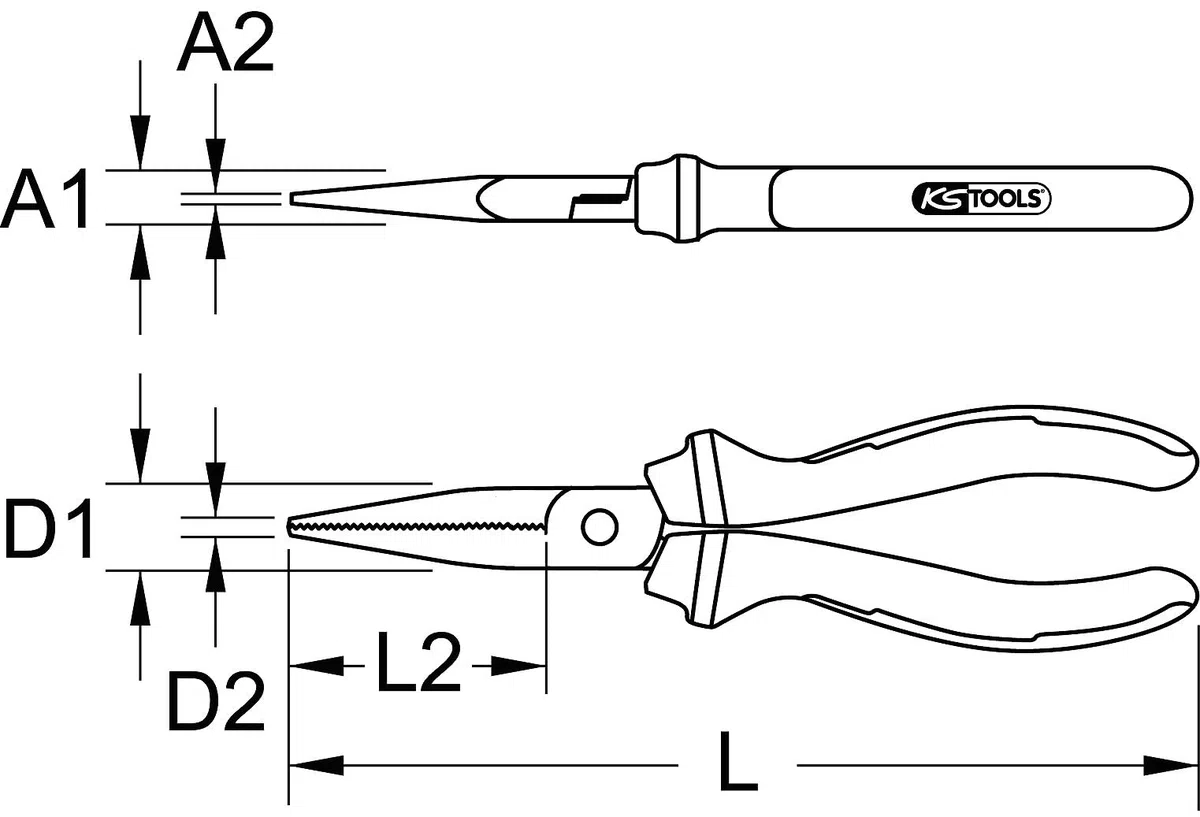 KS TOOLS 115.1016 - Pince à Becs Plat - Gamme Ergotorque - L. 165 mm