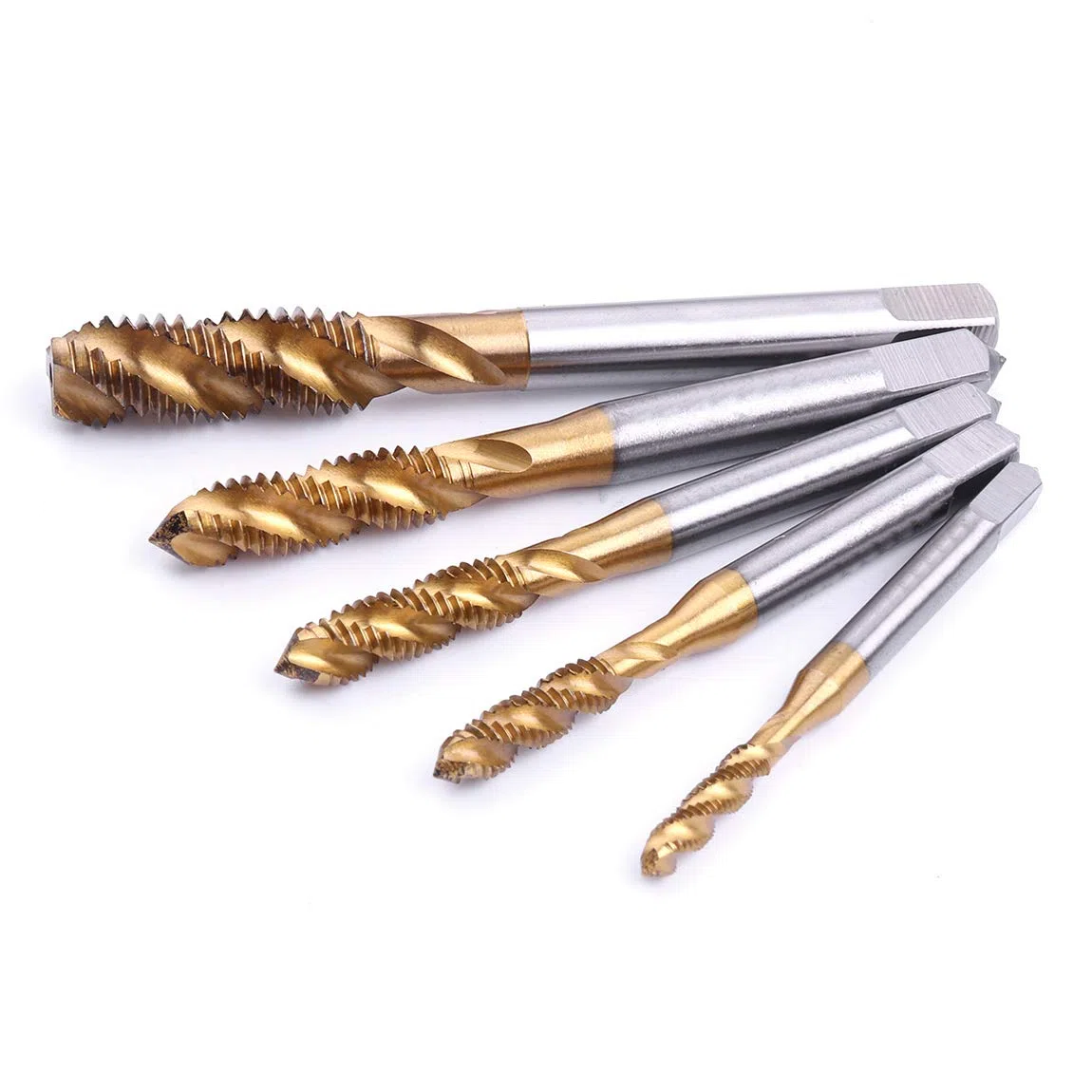 ATOPLEE Tarauds à fileter，5pcs M3 M4 M5 M6 M8 Titanium Coated HSS spirale Flûte traversière mécanique métrique Tap Set [5 tailles]