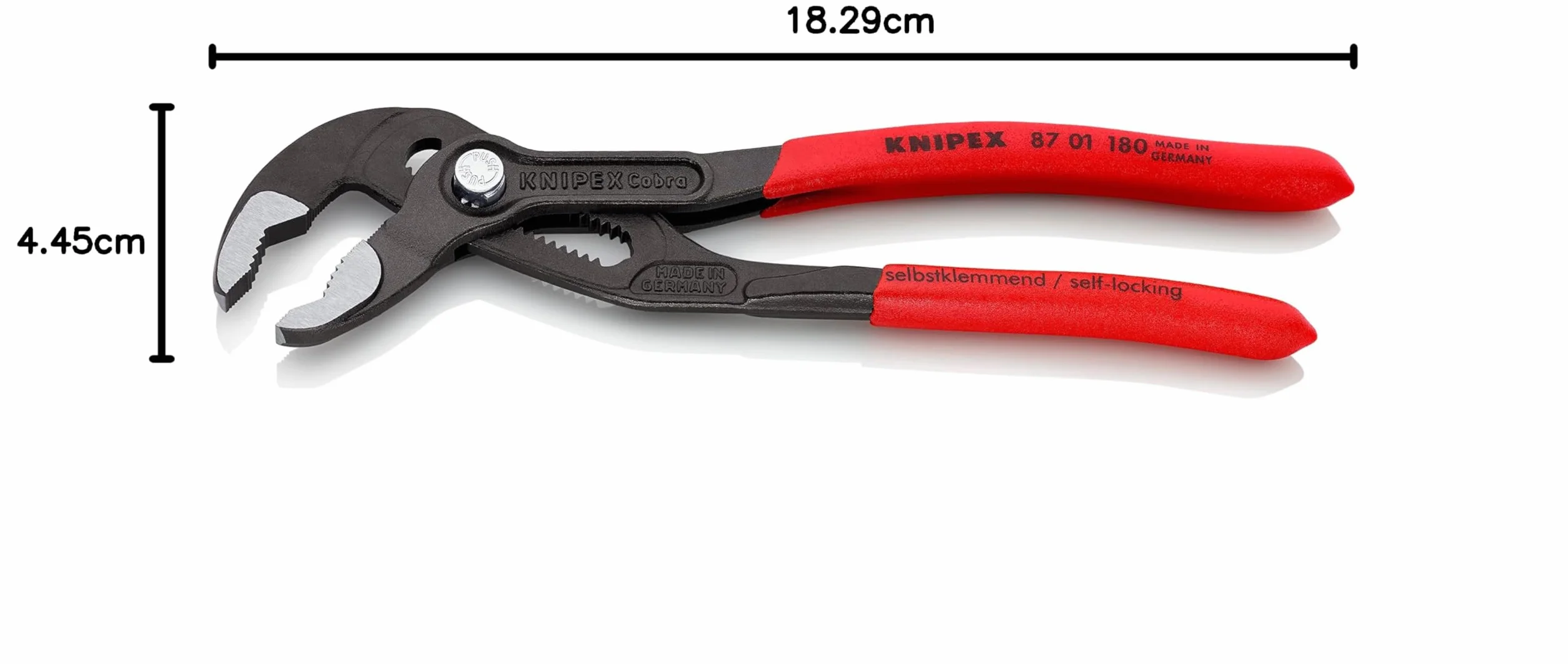 Knipex Cobra Pince multiprise de pointe gaines PVC anti-dérapantes 180 mm, 87 01 180
