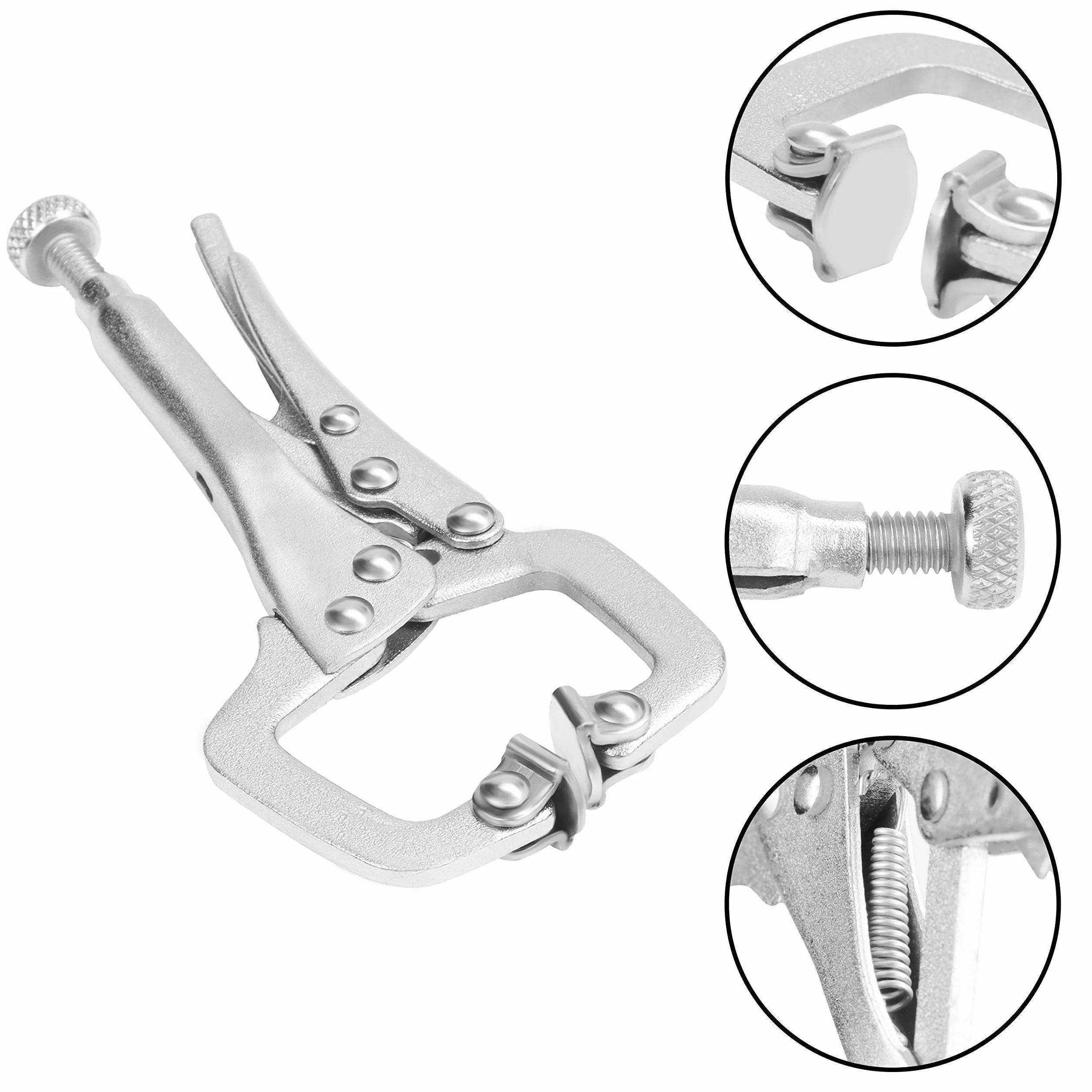 Kurtzy 13,3 cm Pince de Serrage C en Métal avec Vis Réglable et Plaques Pivotantes (Lot de 4) - Pince Etau Utilisation Facile et Rapide pour les Surfaces Inégales, Angles, Artisanat et Loisirs