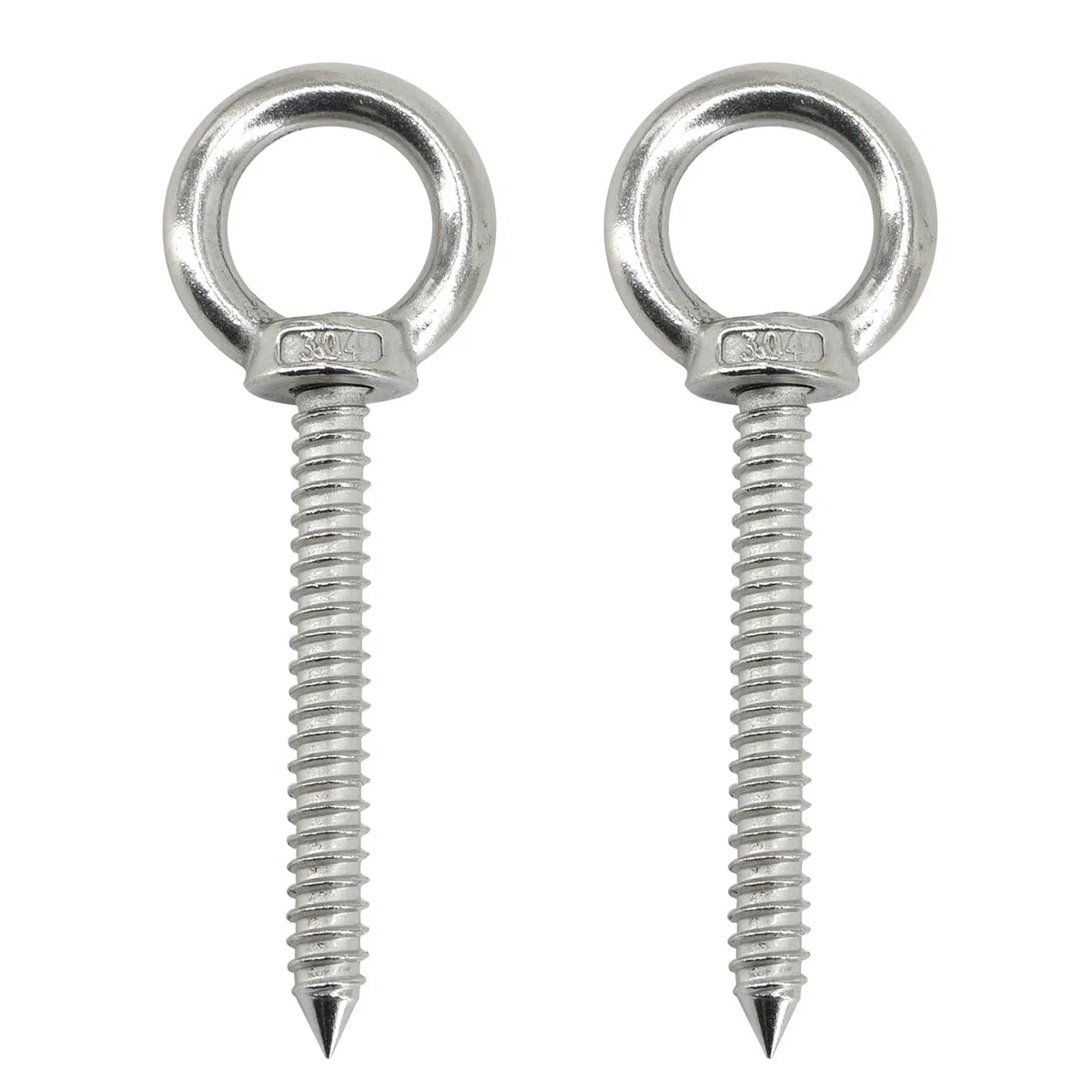Lot de 2 crochets auto-taraudeuses à œillets en acier inoxydable 304 M12 x 80 mm pour hamac, balancelle, yoga
