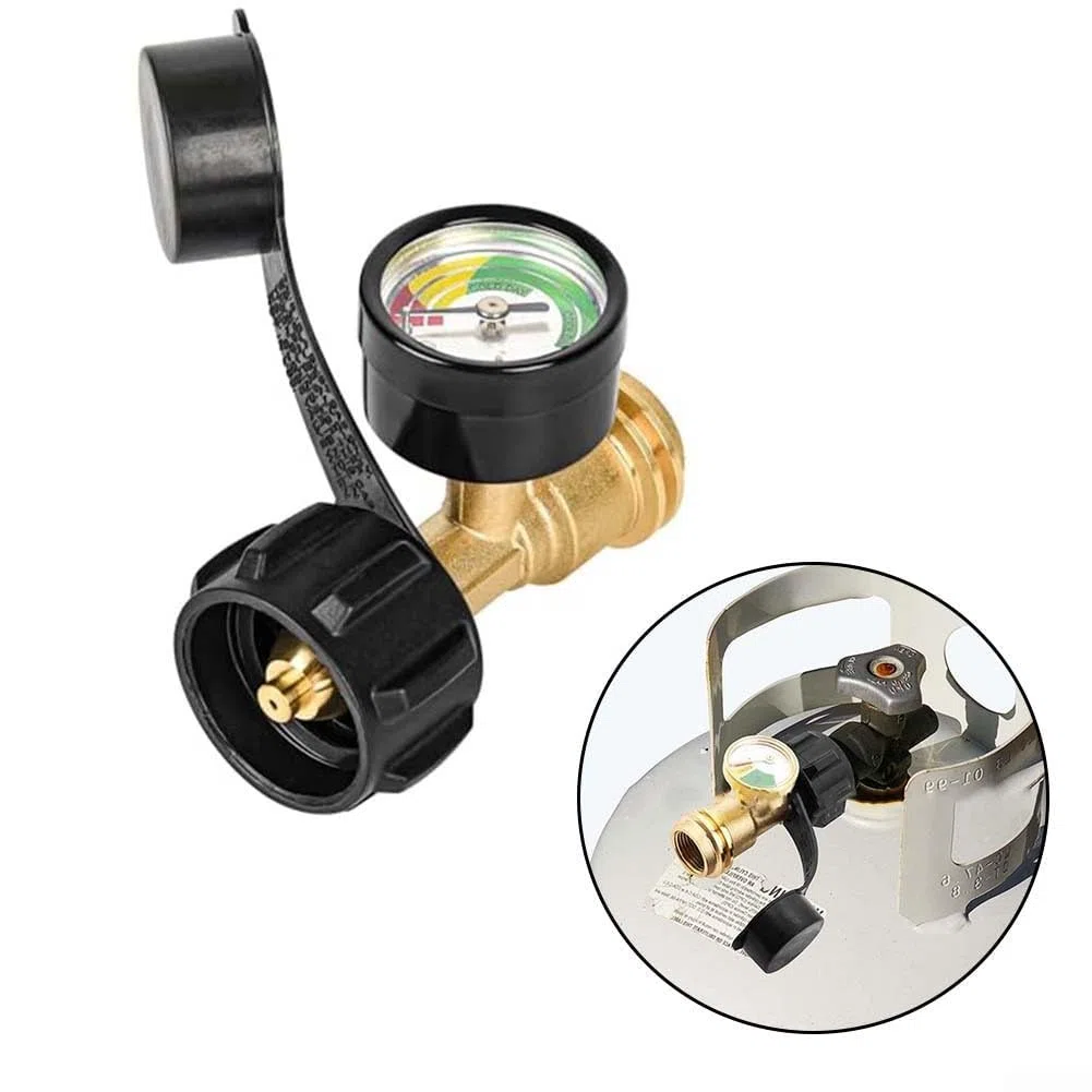 Indicateur de niveau de réservoir de propane avec détecteur de fuite, connecteur de bouteille de gaz en laiton pour barbecue, chauffage de camping-car, compatible de type 1, affichage clair