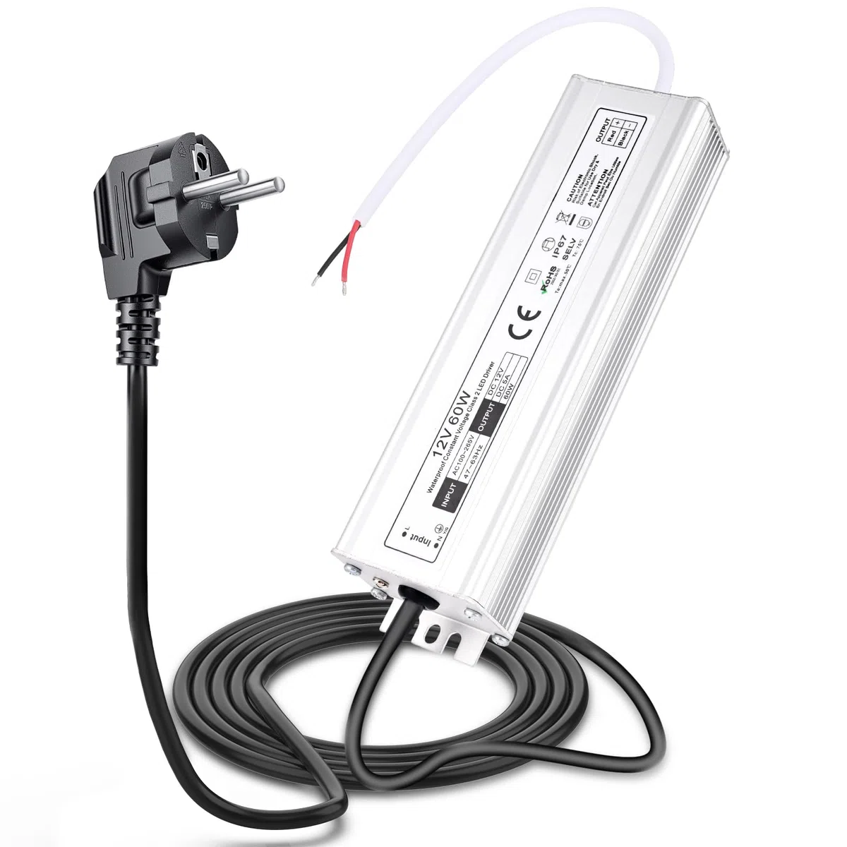 Gerbala LED Transformateur 220V 12V 120W 5A, Extérieur Etanche IP67 Transformer, Power Supply, Convertisseur AC 220V vers DC 12 V, Transfo Adaptateur pour Bandes, Lampes et Projecteurs