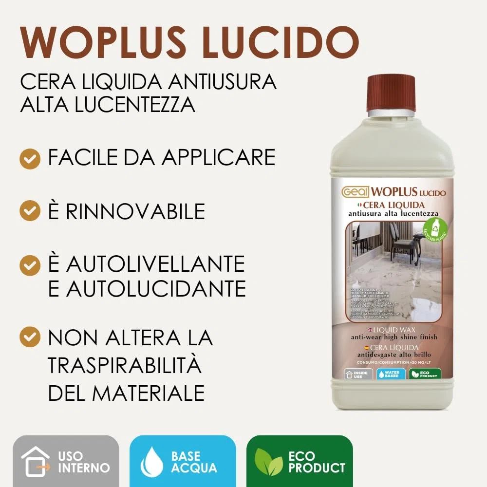 GEAL WOPLUS BRILLANT Cire liquide anti-usure, protection et antitache Finition brillante 1 l
