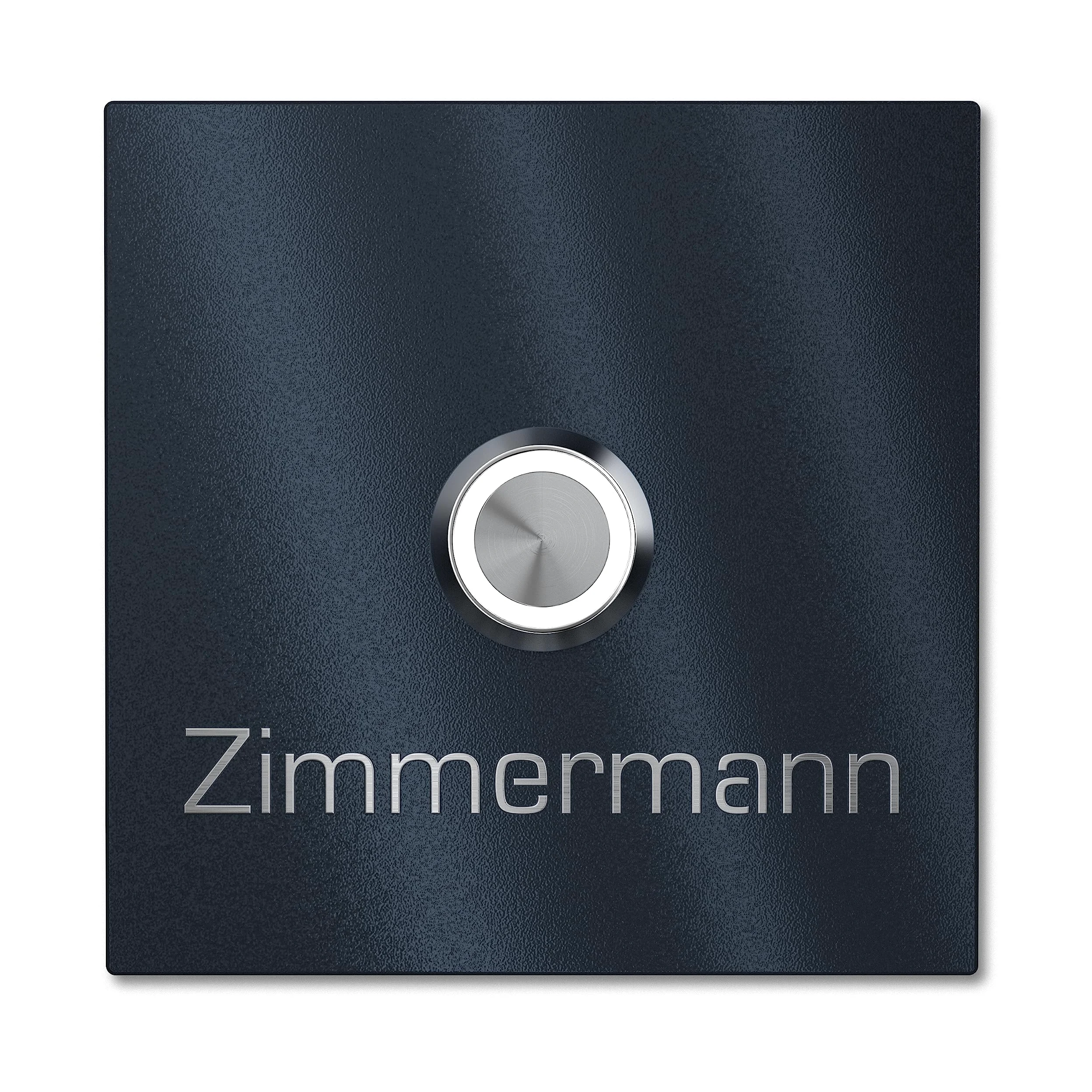 Plaque de Sonnette Carrée Personnalisée Graviers Design en Acier Inoxydable Anthracite RAL 7016 – Gravure Laser Nom – Bouton LED au Choix – 60x60 à 110x110mm – Made in Germany