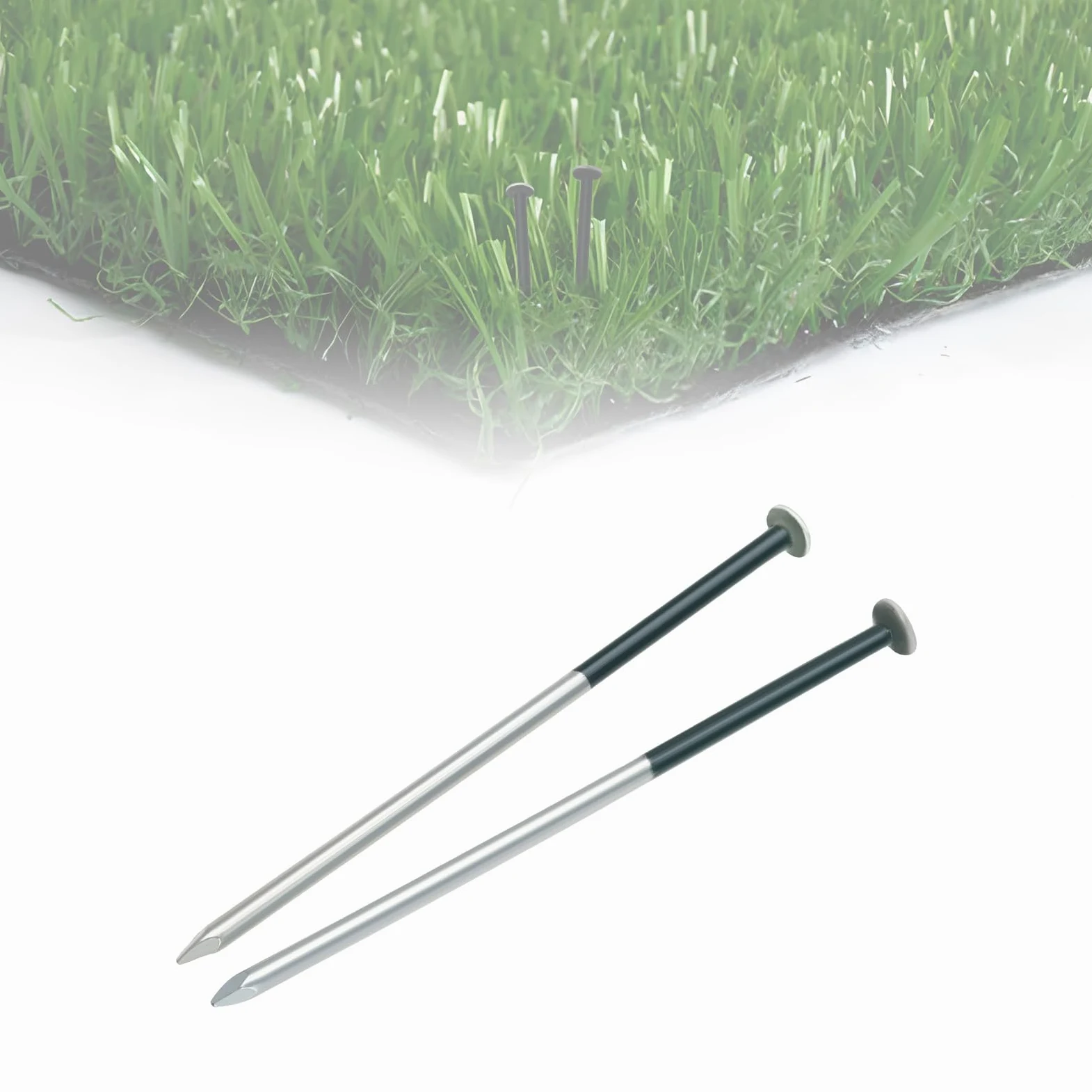 50pcs Clous de Gazon Artificiel Vert Foncé 5mm X 150mm Ensemble de Clous à Tête Ronde Galvanisés pour Sécuriser le Tissu de Tapis de Mauvaises Herbes le Filet le Tapis de Sol et Plus Encore