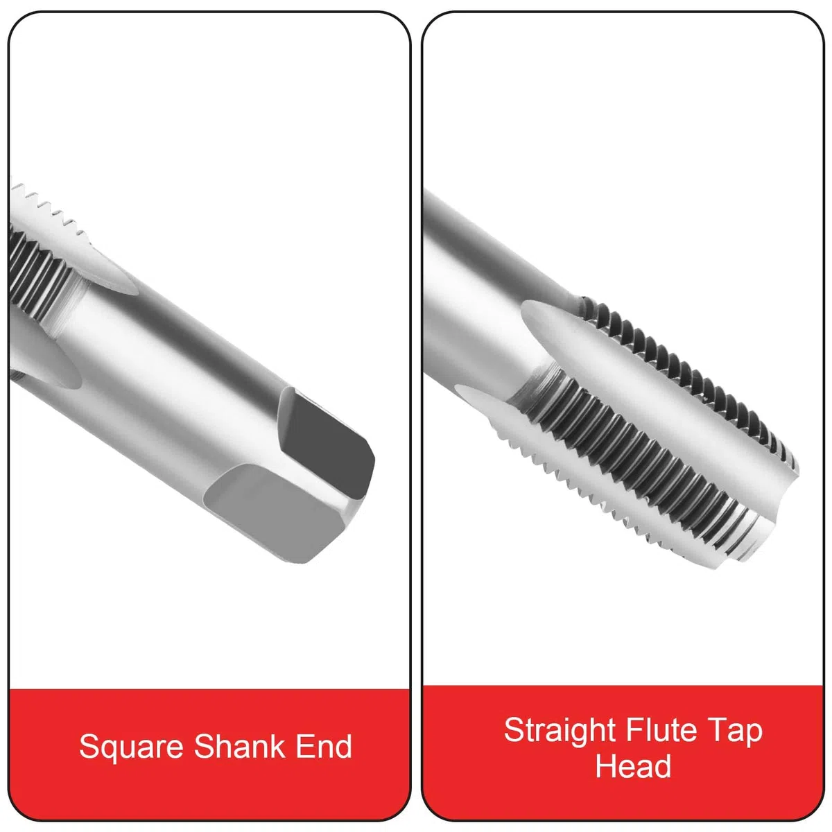 Lot de 5 tarauds à tube BSP 1/8", 1/4", 3/8", 1/2", 3/4" BSP avec boîte de rangement en acier au carbone pour filetage précis