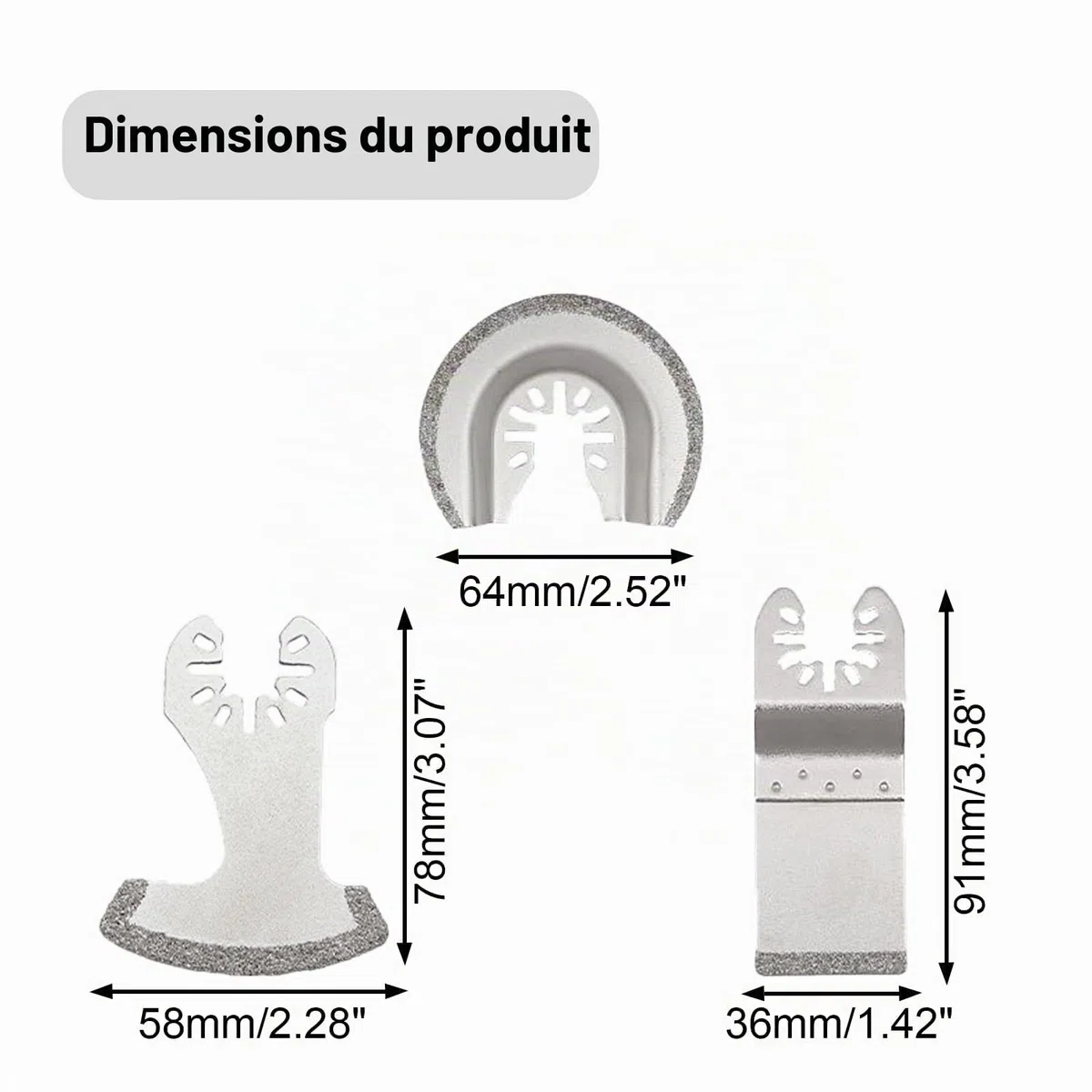NIYATA Lot de 6 lames diamantées pour outil multifonction, lame oscillante pour outil multifonction de retrait de coulis, lame de retrait de coulis diamantée, lame multifonction pour maçonnerie pour