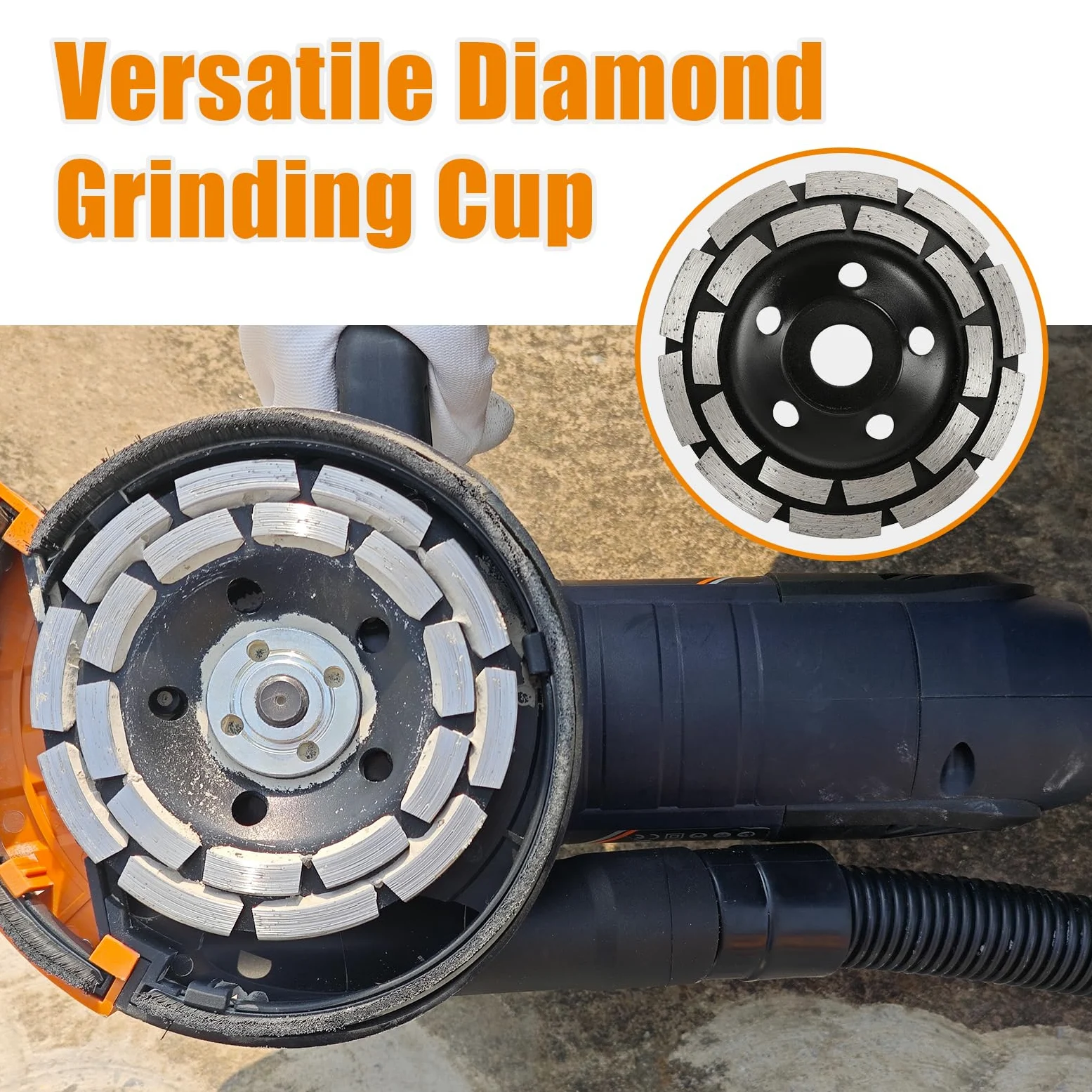 MAXXT Ponceuse à béton - Disque diamant de 125mm, moteur puissant 1500W, 7 vitesses réglables 1000-8500RPM, protection amovible - Ponceuse polyvalente pour enduits et angles