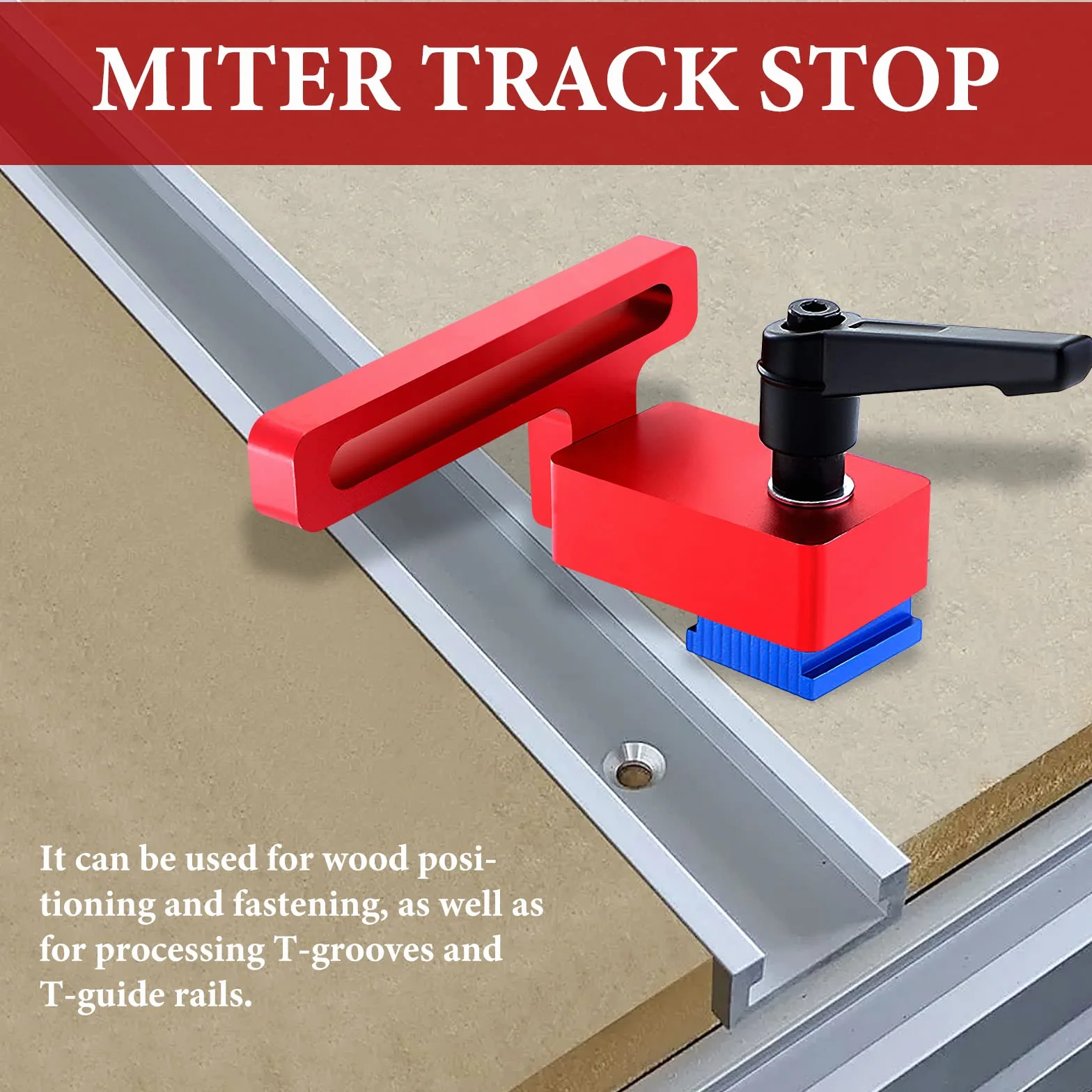 Nizirioo 2 Pièces 30 Type Mitre Track Stop, Fixation T-Slot Mitre Track Stop, Butée De Rail En T, Outil De Menuiserie Mitre Track En Alliage D'Aluminium Butée De Rail À Onglet Arrêts De Rail En T