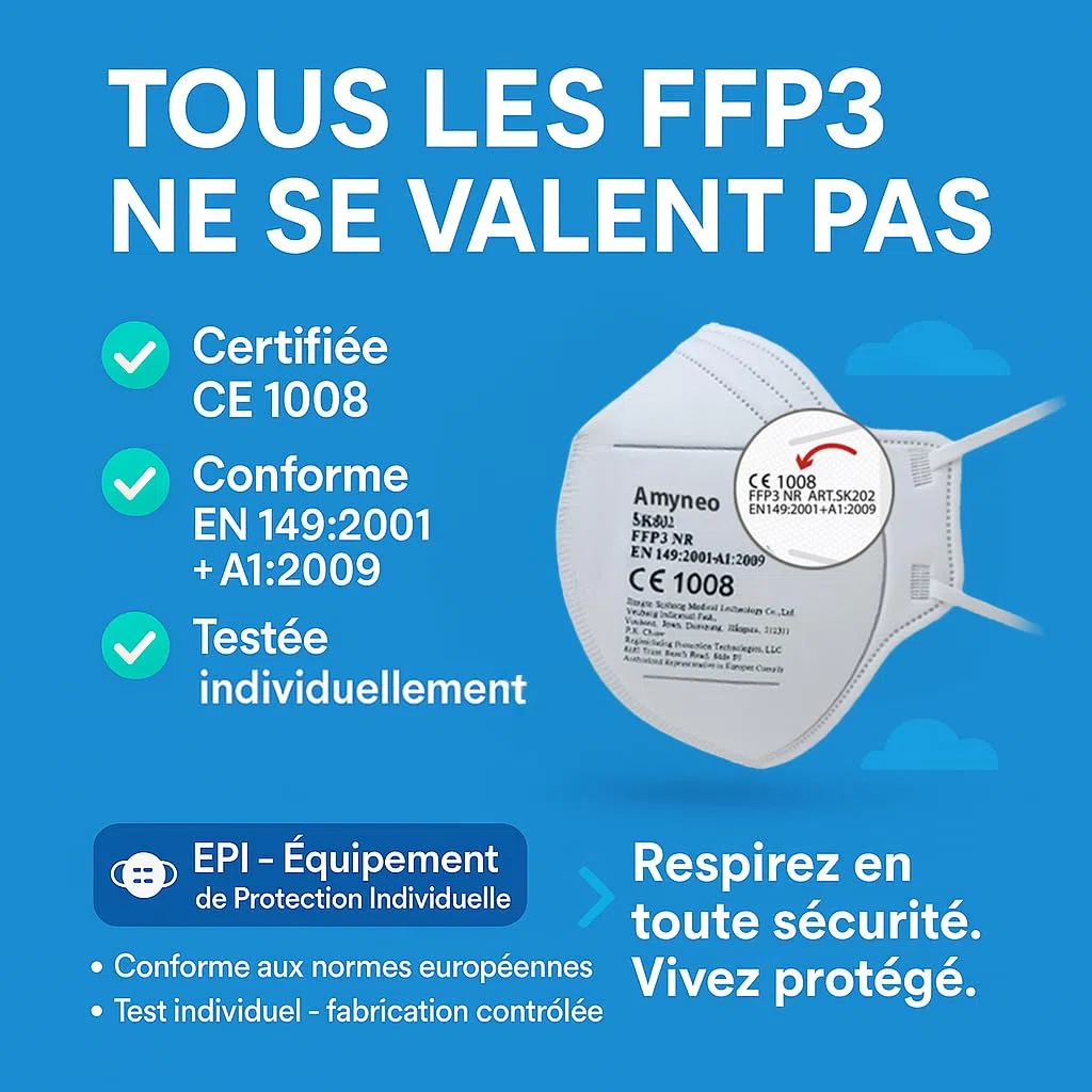 30 Masque FFP3 Certifiés CE, Masque 5 Couches Sans Valve, Masques de Protection Adulte contre les Poussières et les Particules, Masques de Protection Respiratoire Filtrant BFE≥99, 30 Pièces