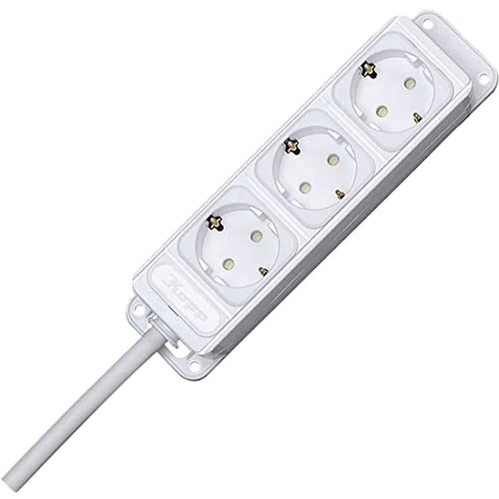 Kopp 127485014 Unoversal Multiprise Triple avec câble Blanc Arctique 3 m