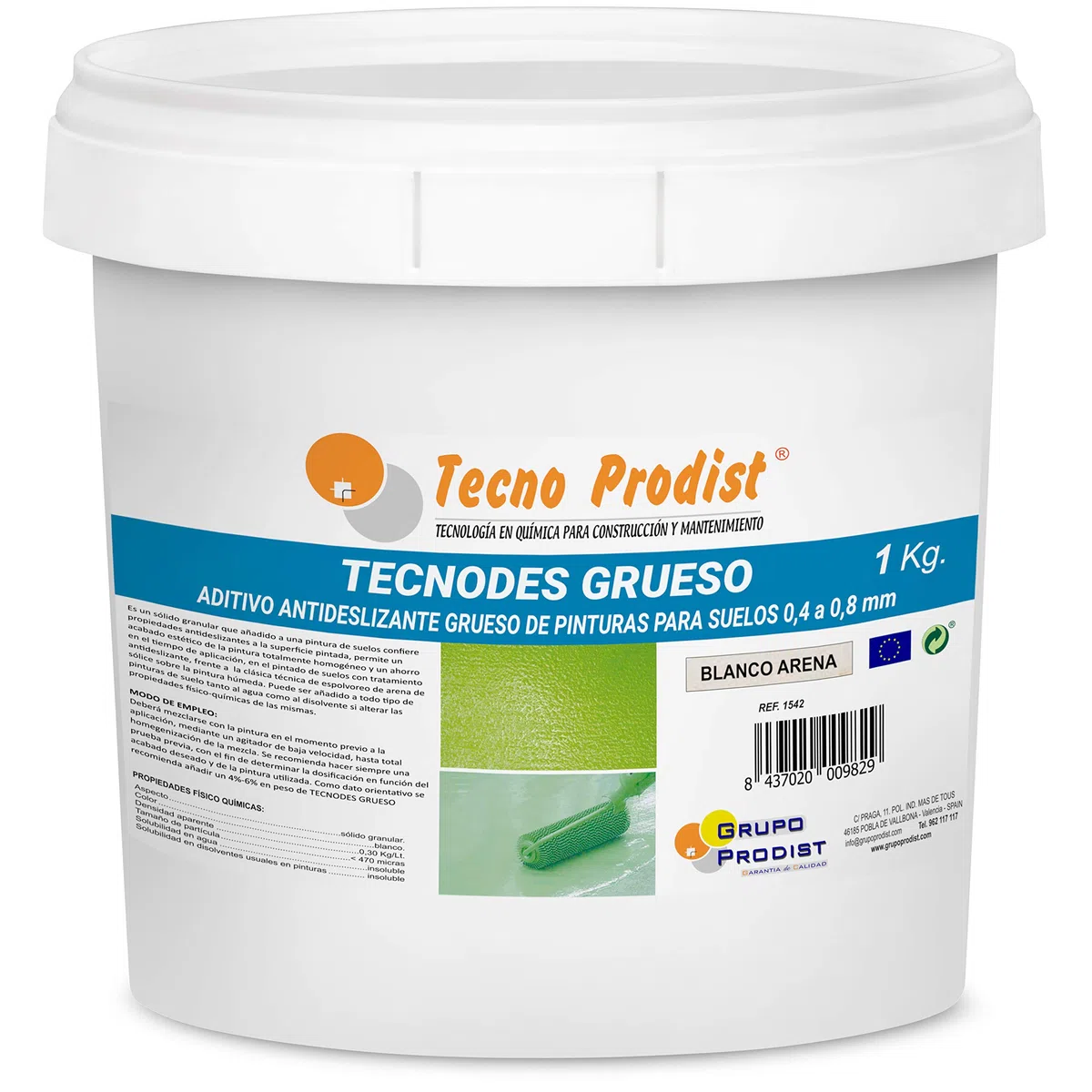 TECHNODES Tecno Prodist - Additif antidérapant en poudre (1 kg) pour peintures de sols, granulométrie 0,4 à 0,8 mm