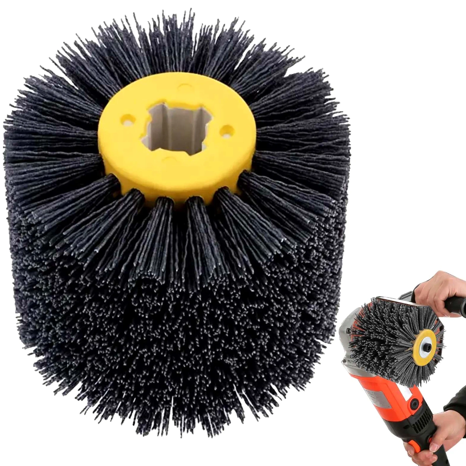 Brosse Nylon Abrasifs 80 Grain: 120x100mm Brosse de polissage, Brosse de Meulage pour Nettoyer/Dérouiller/Dégriser/ébavurer Compatible avec Rénovateur Exterieur (Gris)