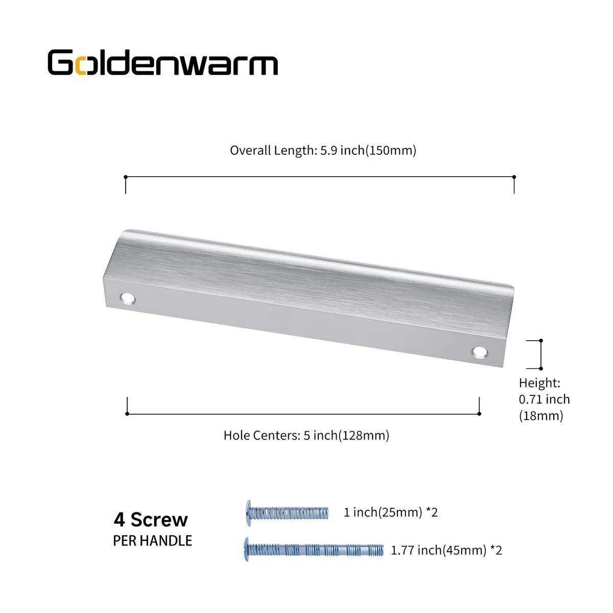 Goldenwarm Lot de 15 Poignee de Meuble Cuisine Poignée Meuble Invisible Noir -LS7027SNB128 Poignée Profil Aluminium Cuisine Brossé en Alliage d'Aluminium Entraxe 128mm