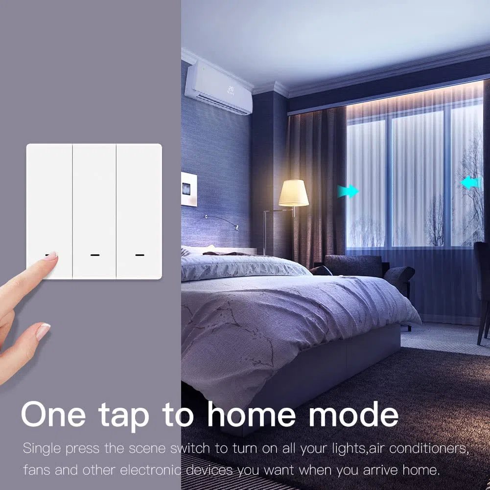 Tuya ZigBee Commutateur de Scène sans Fil 1 Gang | Alimenté par 3 piles, bouton mécanique pour scène domotique, Tuya Zigbee Hub requis