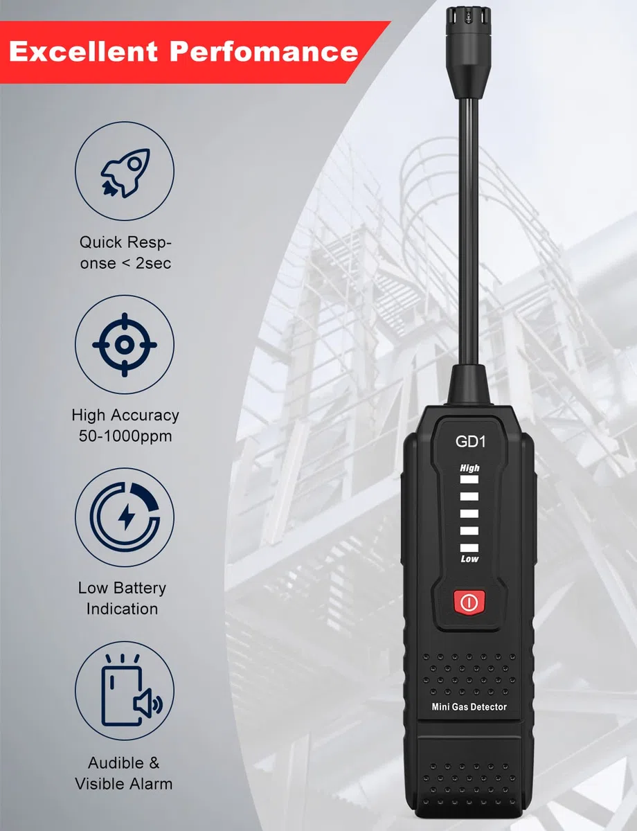Détecteur de Gaz Naturel, Détecteur de Fuite Naturel Gas/Méthane/Propane/Butane/GPL/GNL, Portable Détecteur de Gaz mit Allarme Sonore Fur Maison, Cuisin, Camping Car
