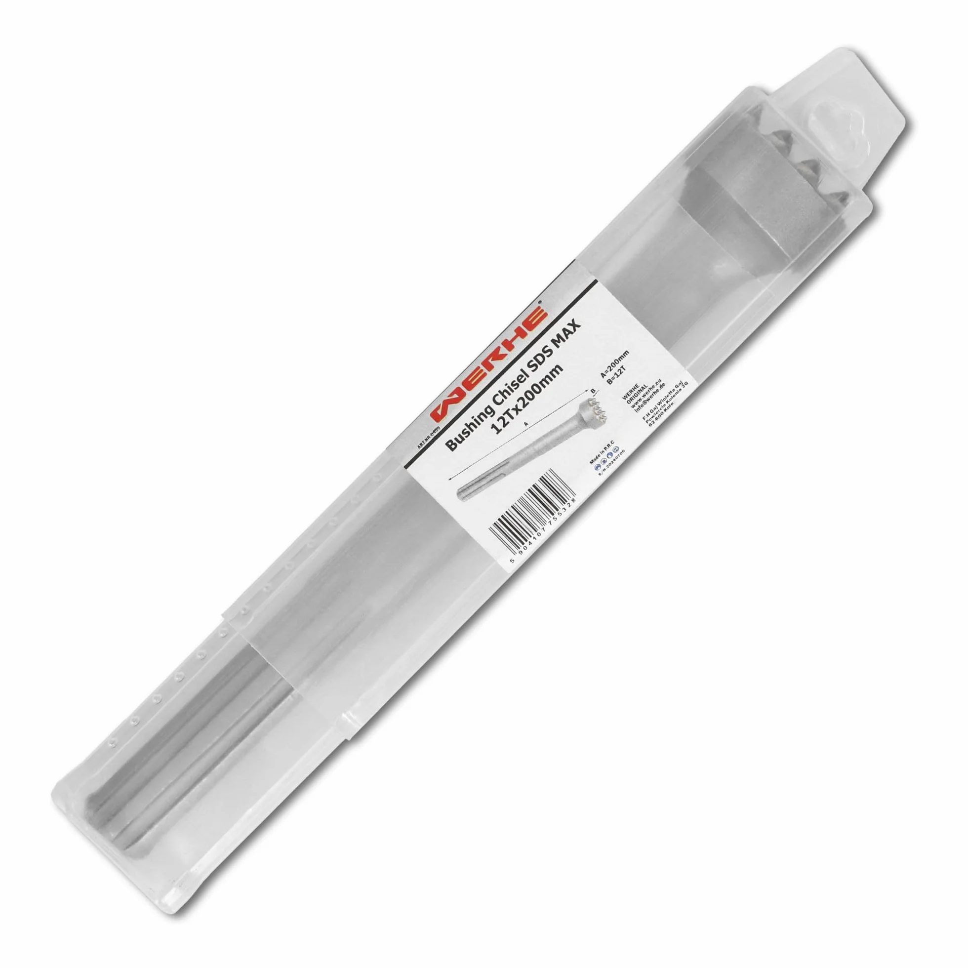 WERHE Burin de bouchardage SDS MAX 12 dents, 200 mm – Pour le traitement du béton et de la pierre