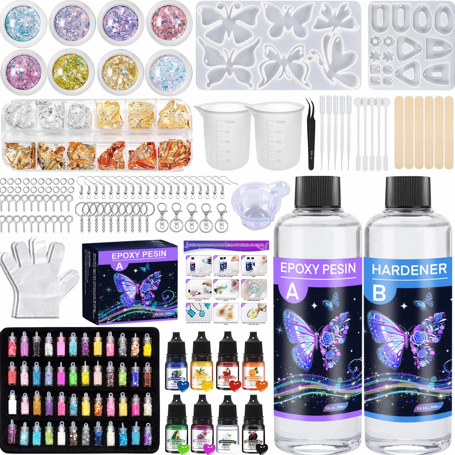 Résine Époxy Transparente 600ml - 1: 1 Ratio Revêtement en résine époxy cristalline,Resine Epoxy Kit pour bois,bar,table, fabrication de bijoux,l'artisanat, la fabrication de bijoux