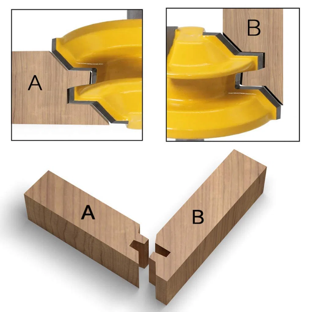 45 Degrés Verrouiller Mitre Routeur Bit + Mèche de Langue + Fraise à Rainurer [ 8mm ], Fraise à Bois pour Outils de Menuiserie