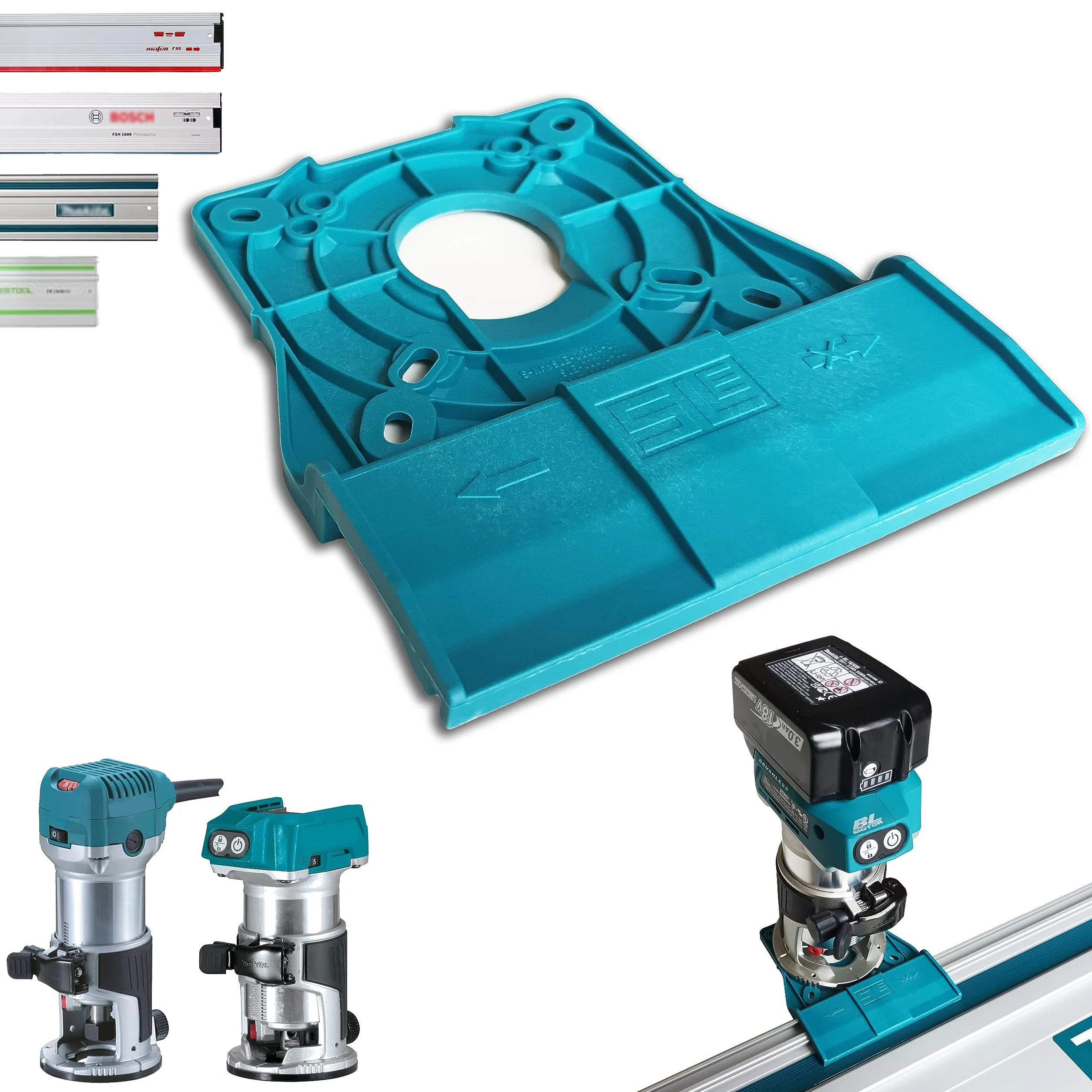Adaptateur de rail de guidage professionnel pour Makita DRT50 / RT0700C / RT0702C / RT0700 / 3709/3711 pour Makita/Bosch/Festool/Mafell