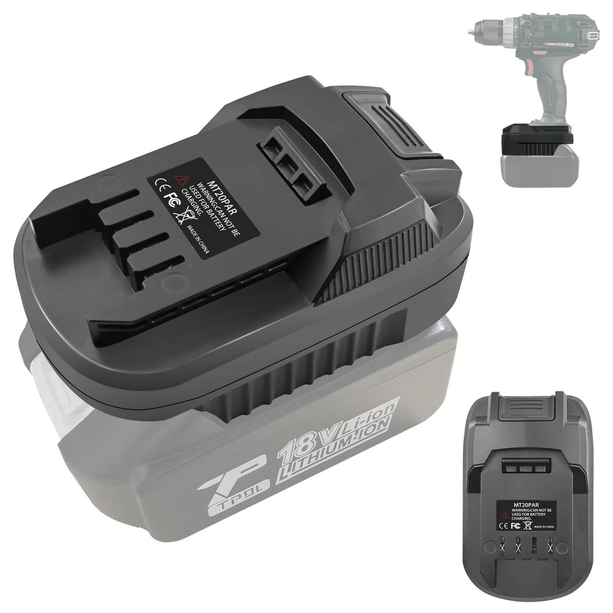 TPDL MT18PAR Adaptateur batterie pour Makita vers Parkside 20 V outils électriques, convertisseur adaptateur batterie pour Makita 18 V Li-Ion convertisseur de batterie pour Parkside XTeam outils
